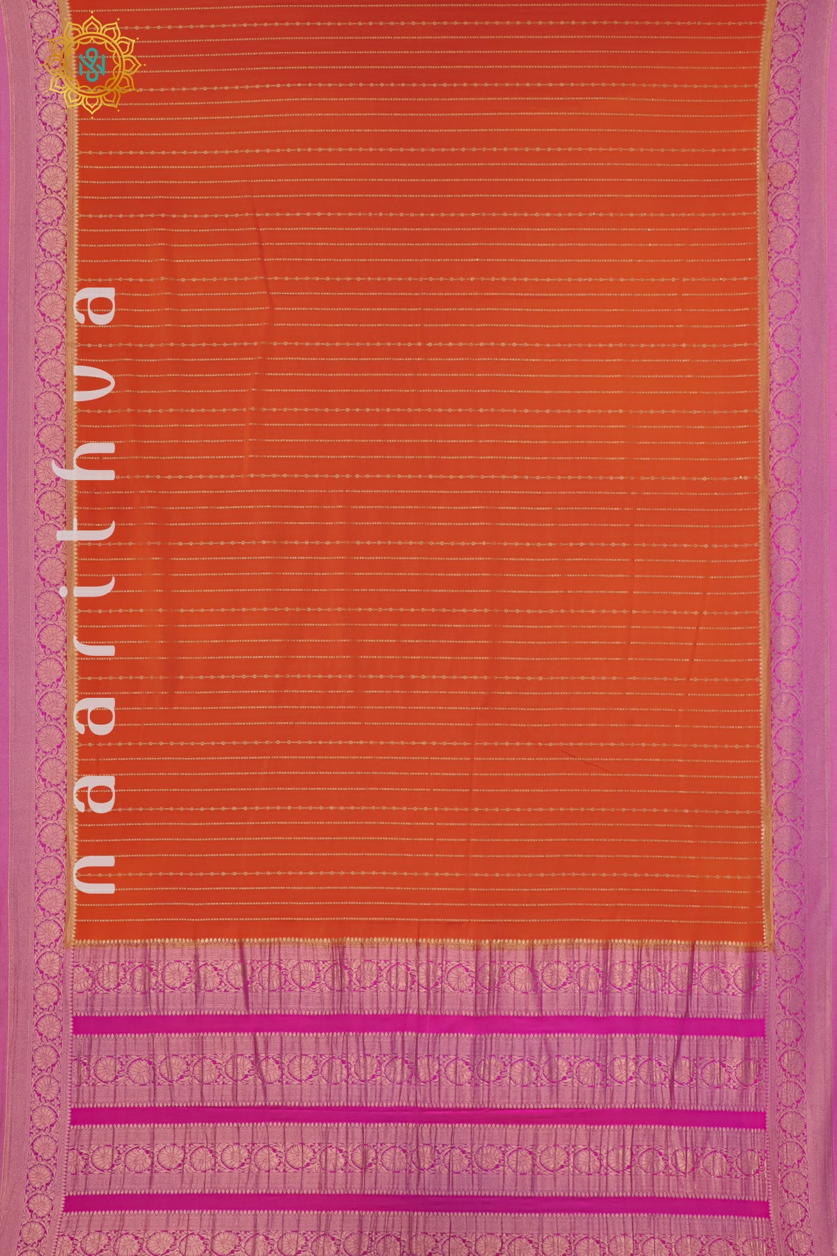 ORANGE WITH PINK - SEMI MYSORE CREPE SILK