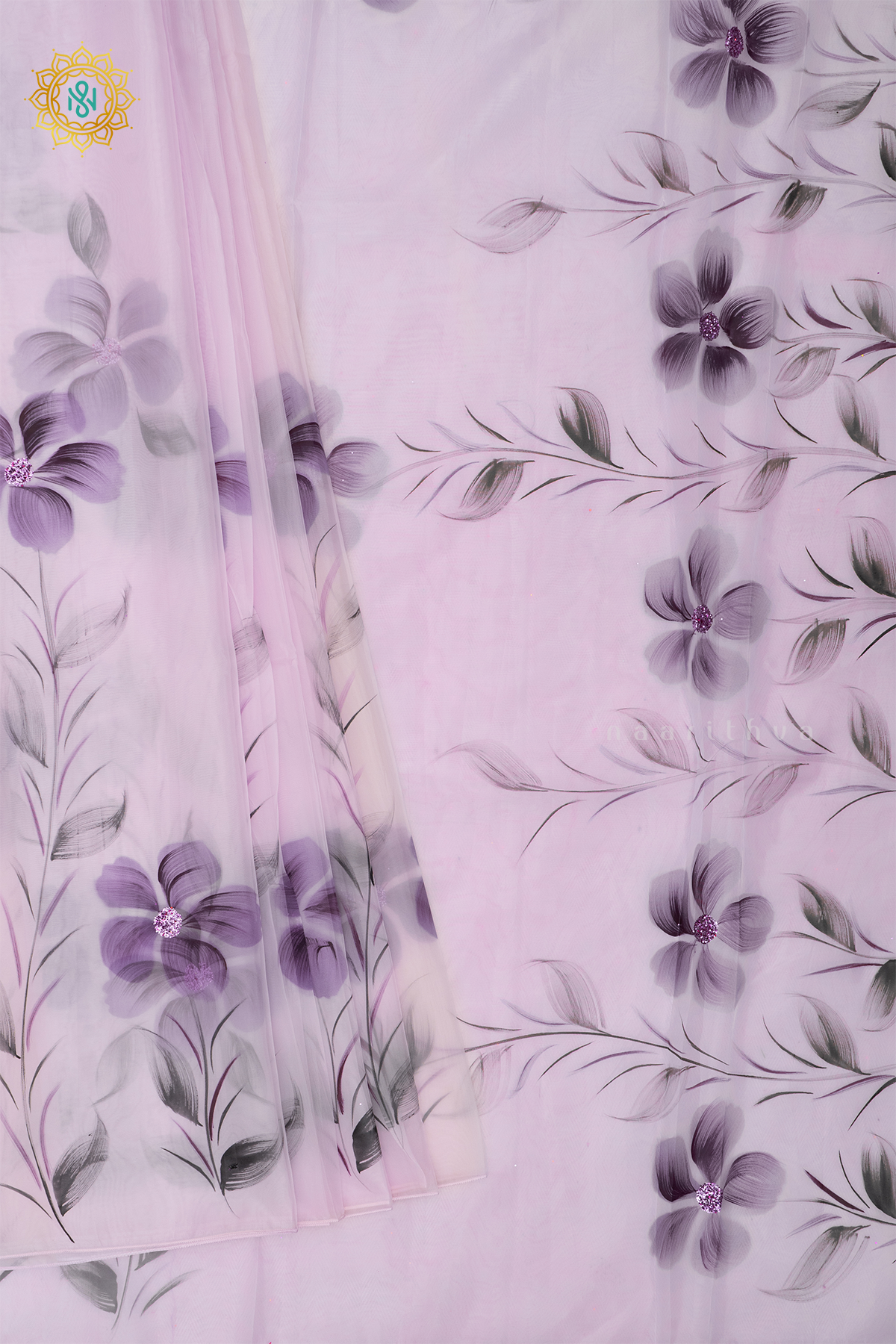 PINKISH LAVENDER - ORGANZA HAND PAINTED