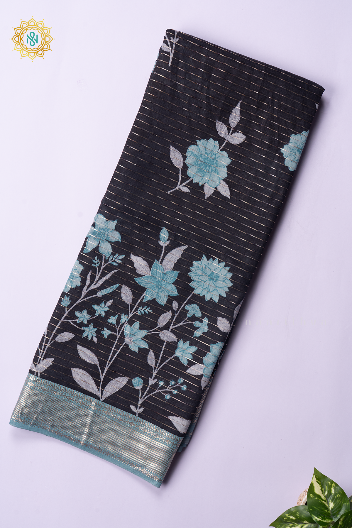BLACK WITH AQUA BLUE - BUTTER CREPE