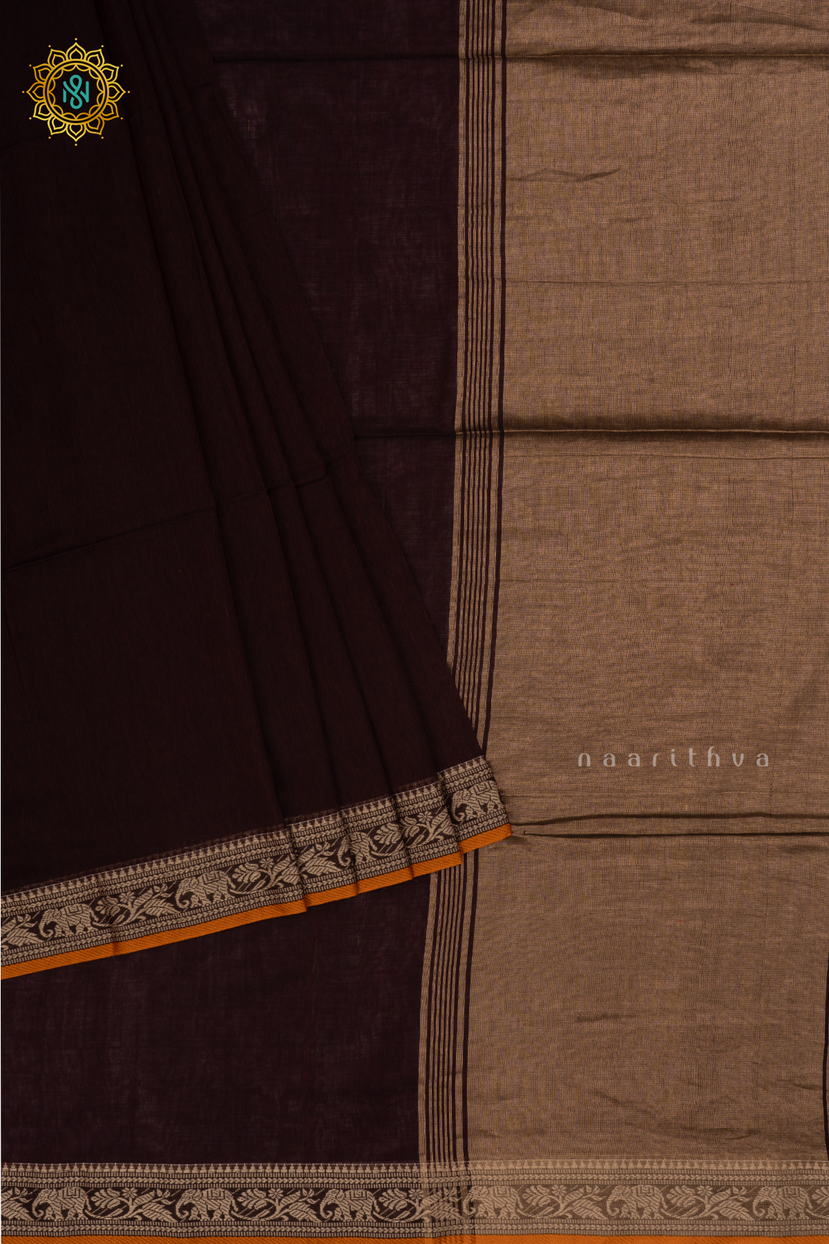 Deep Wine Mul Cotton Saree  with Plain Body and Thread Woven Border