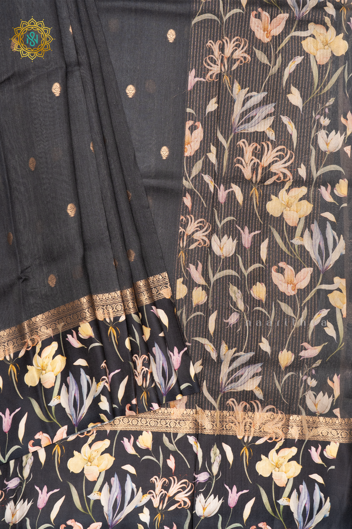 BLACK - PURE TUSSAR SILK