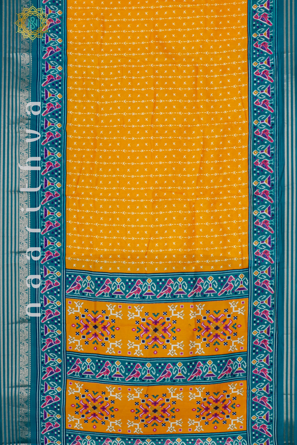 YELLOW WITH BLUE - SEMI GEORGETTE