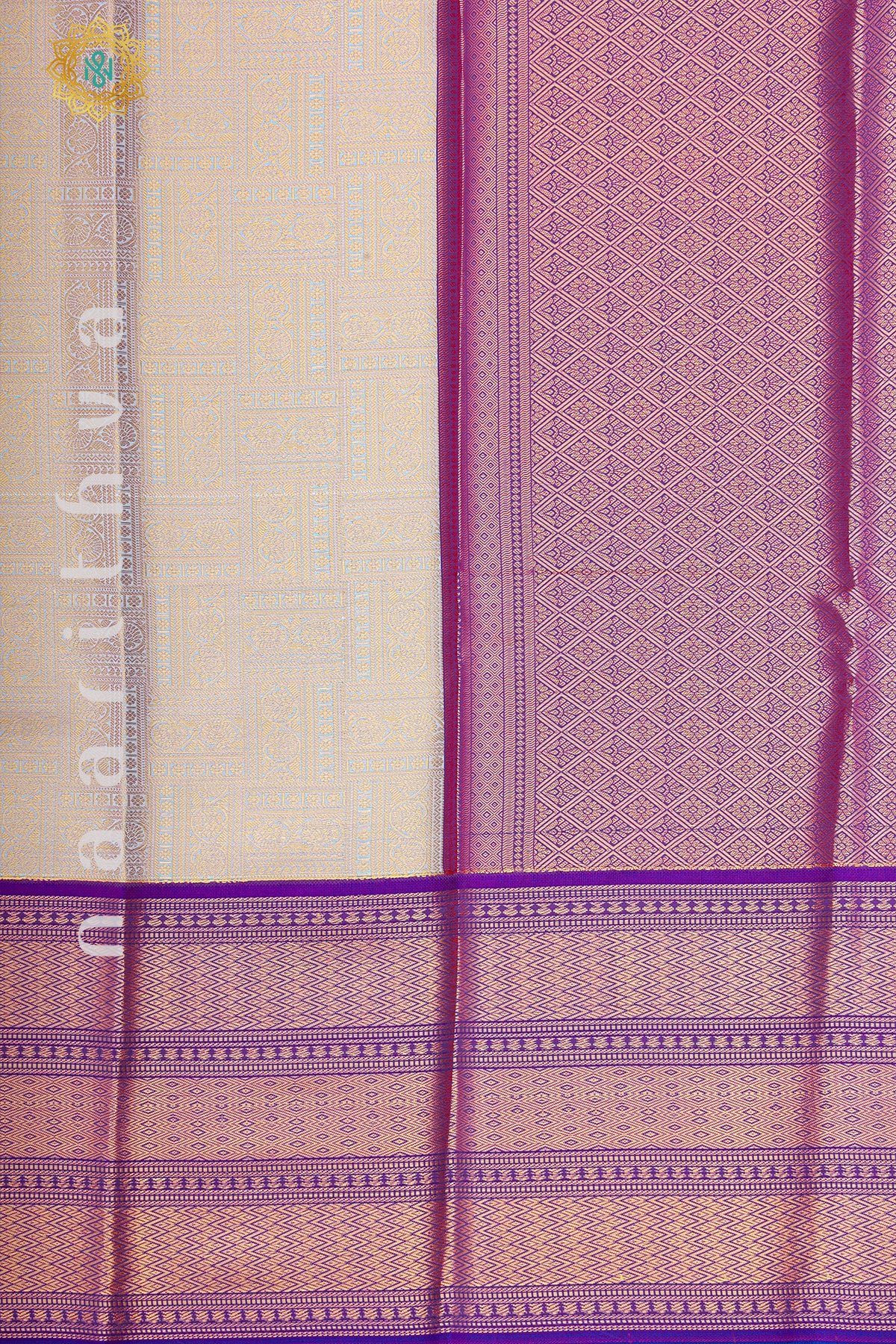 GREY WITH PURPLE - SEMI KANCHI