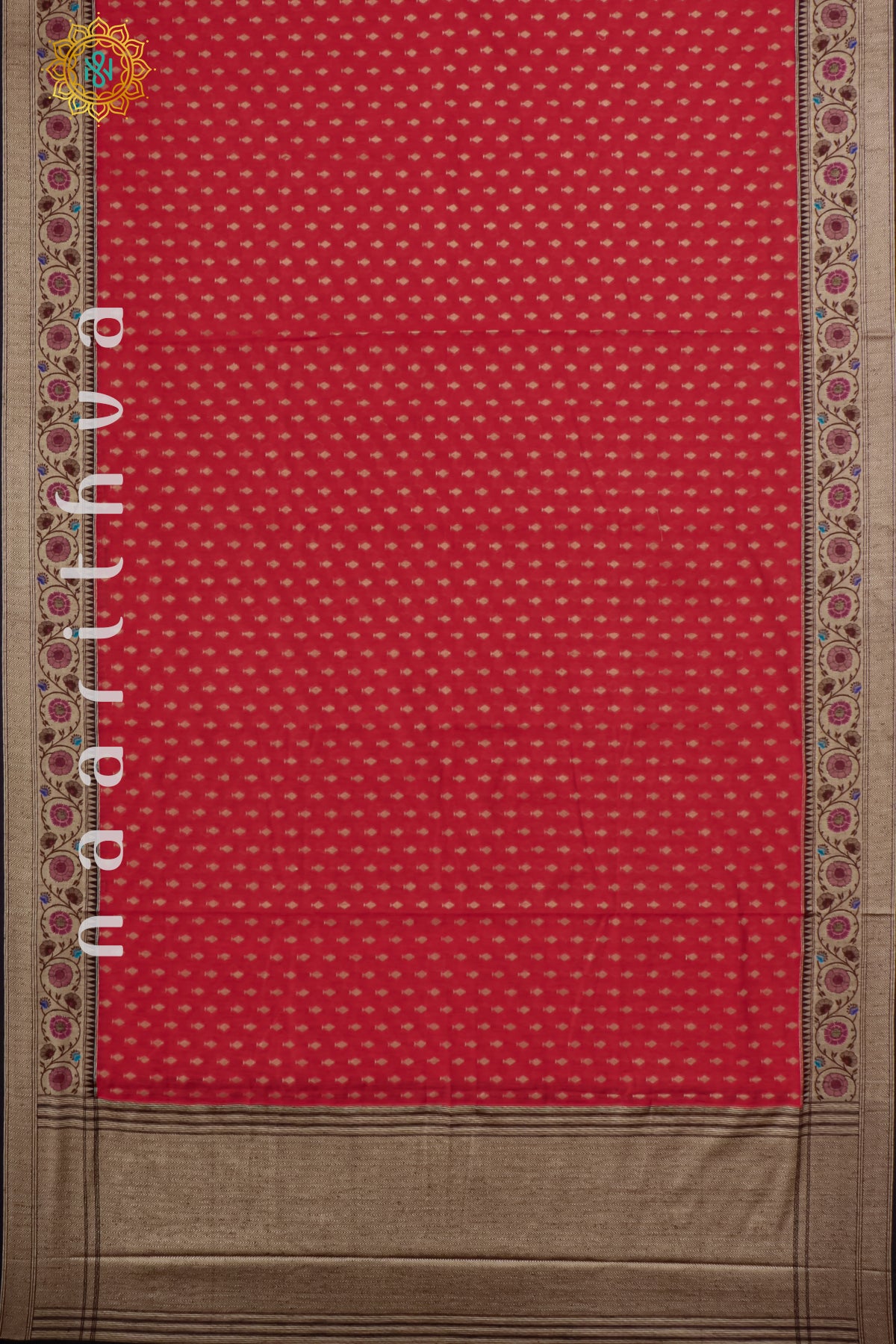 RED WITH BLACK - JUTE COTTON