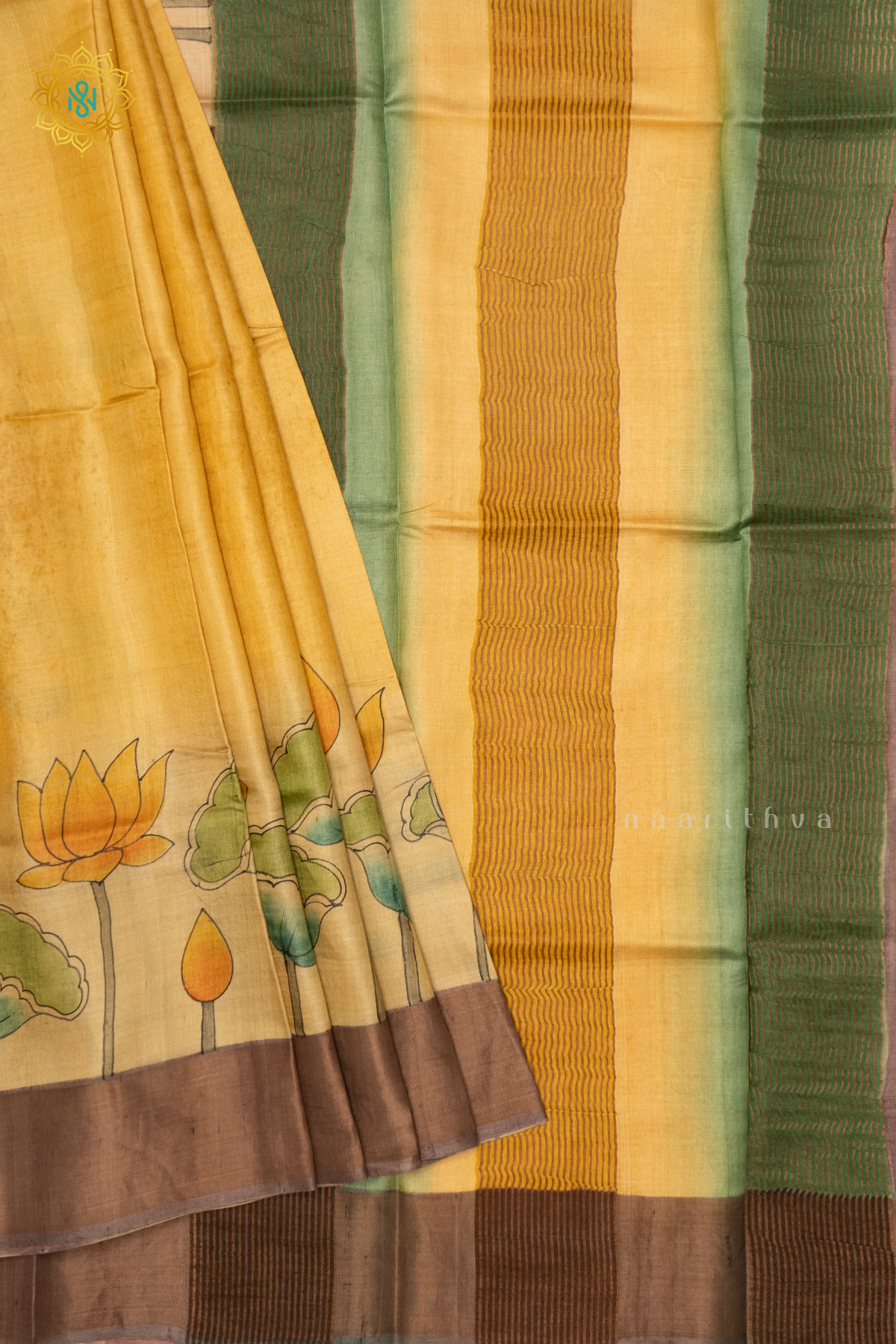 YELLOW WITH PEACH - PURE TUSSAR SILK