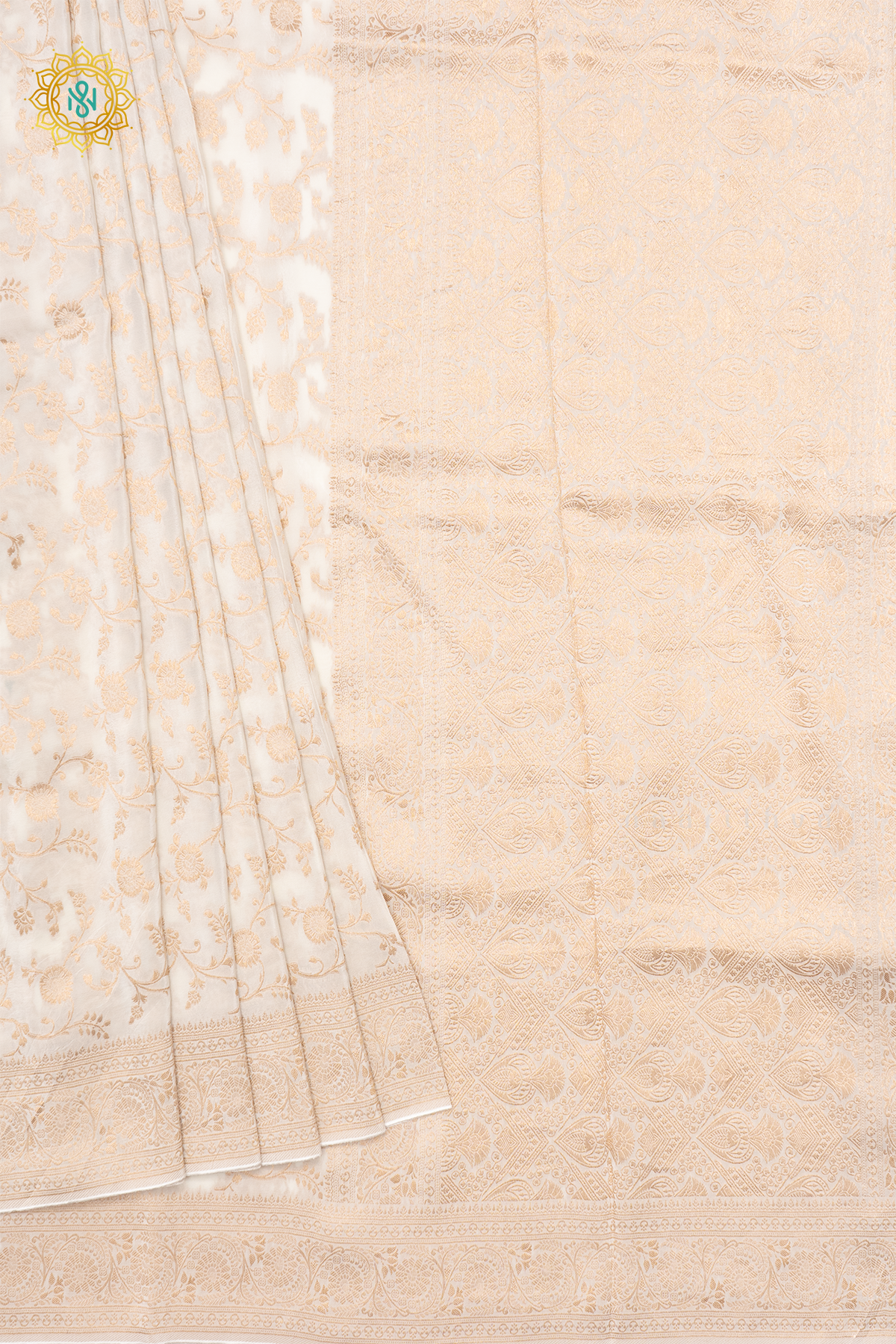 WHITE - SEMI BANARASI CREPE