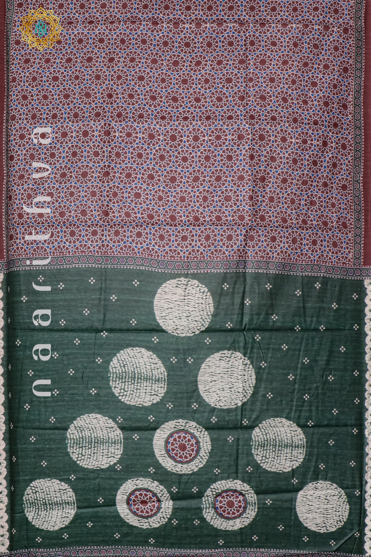 MAROON WITH GREEN - SEMI TUSSAR