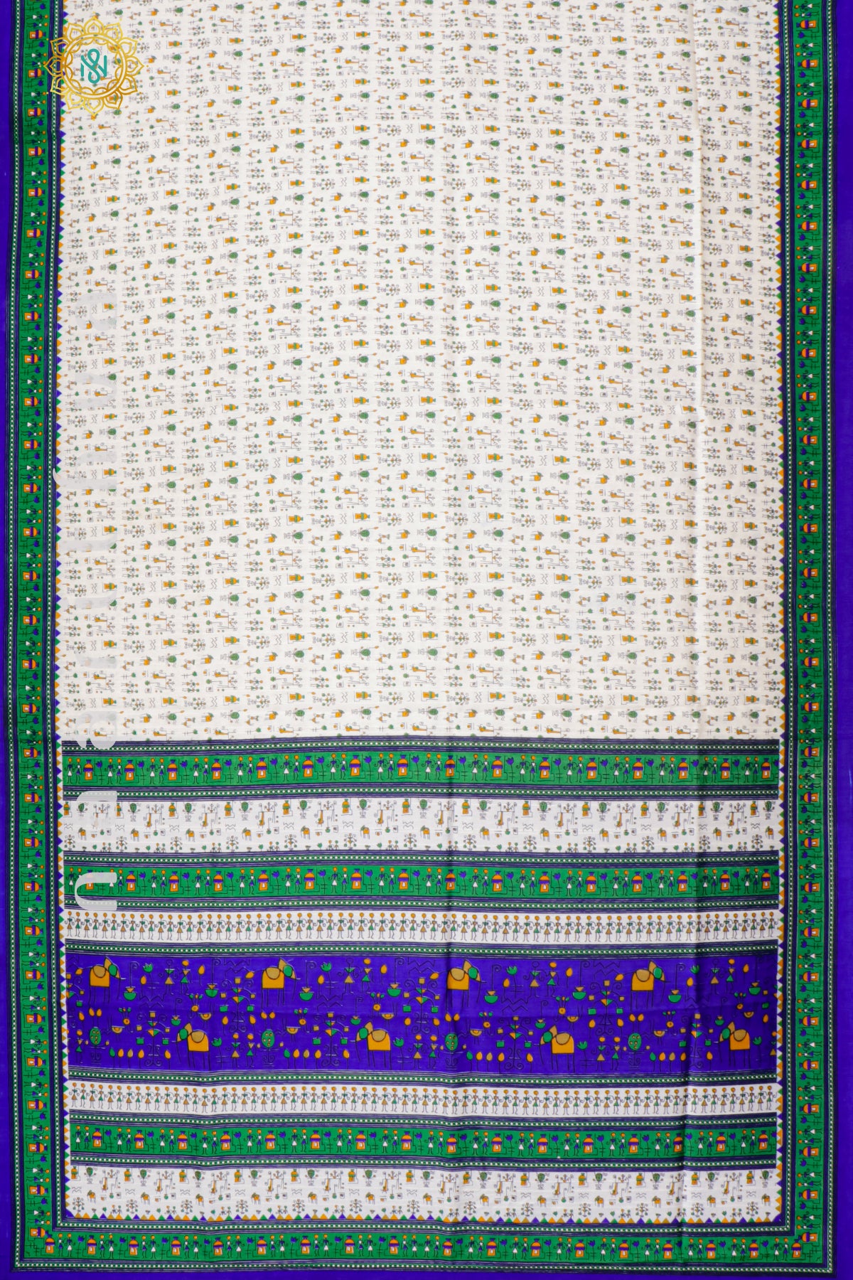 WHITE WITH GREEN & BLUE - KOTHA TUSSAR