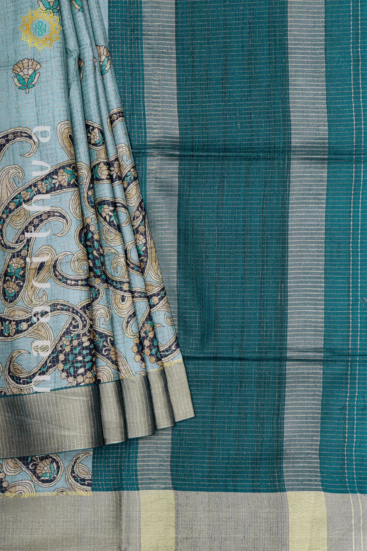 AQUA BLUE - SEMI TUSSAR SILK