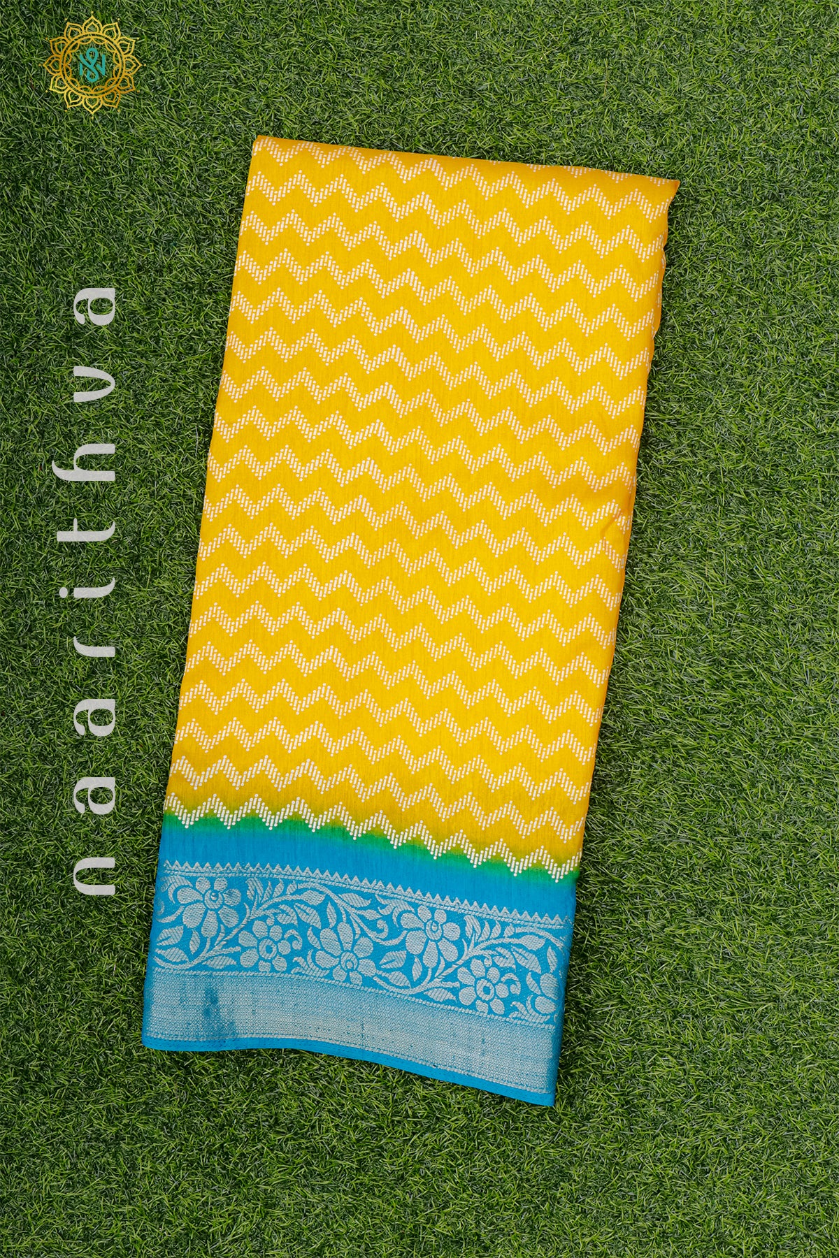 YELLOW WITH SKY BLUE - DOLA SILK