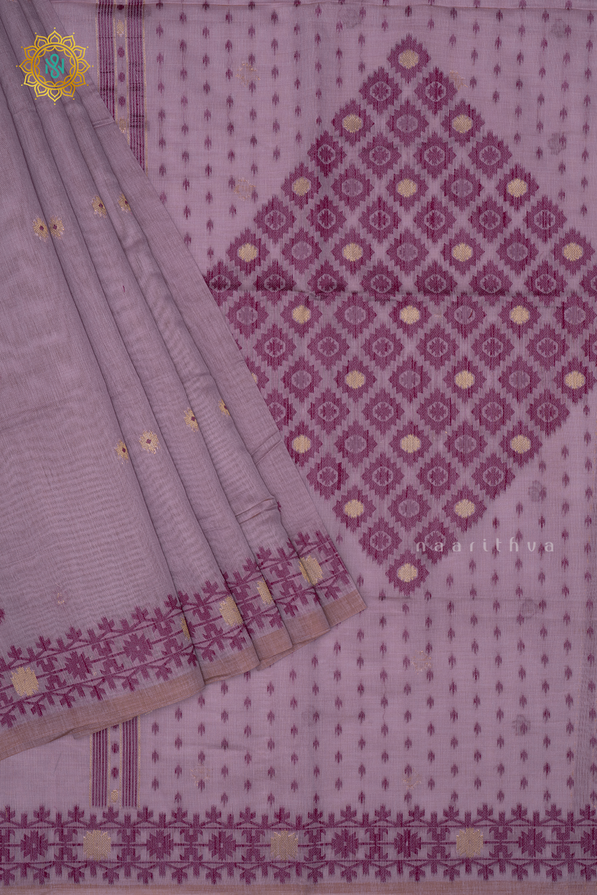 LAVENDER WITH MAROON - JAMDANI COTTON SAREE