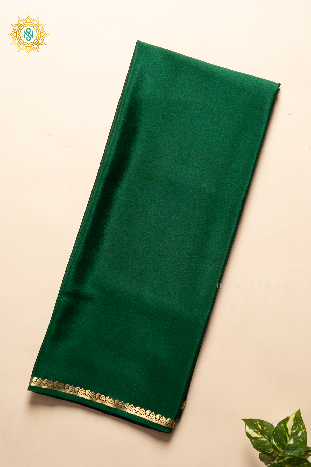 BOTTLE GREEN - PURE MYSORE CREPE SILK