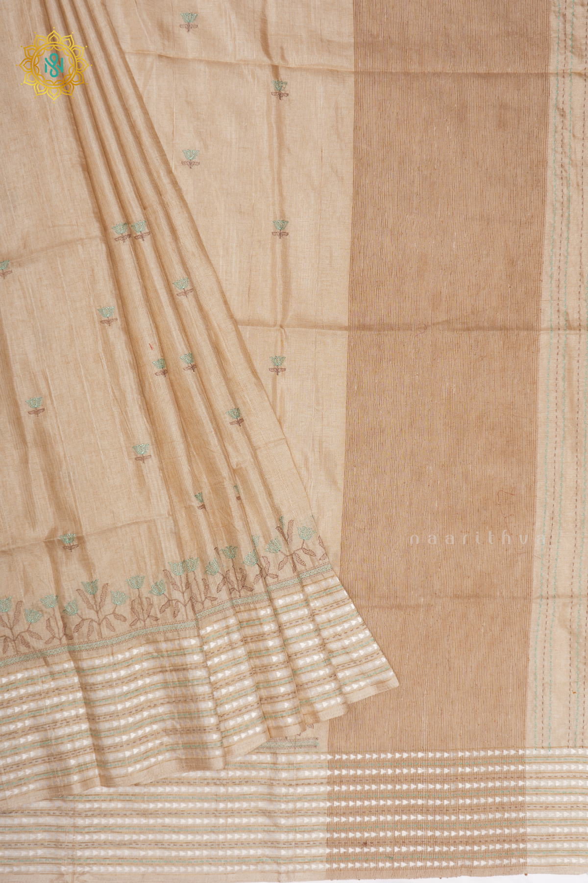 BEIGE WITH PISTA GREEN - KOTHA TUSSAR