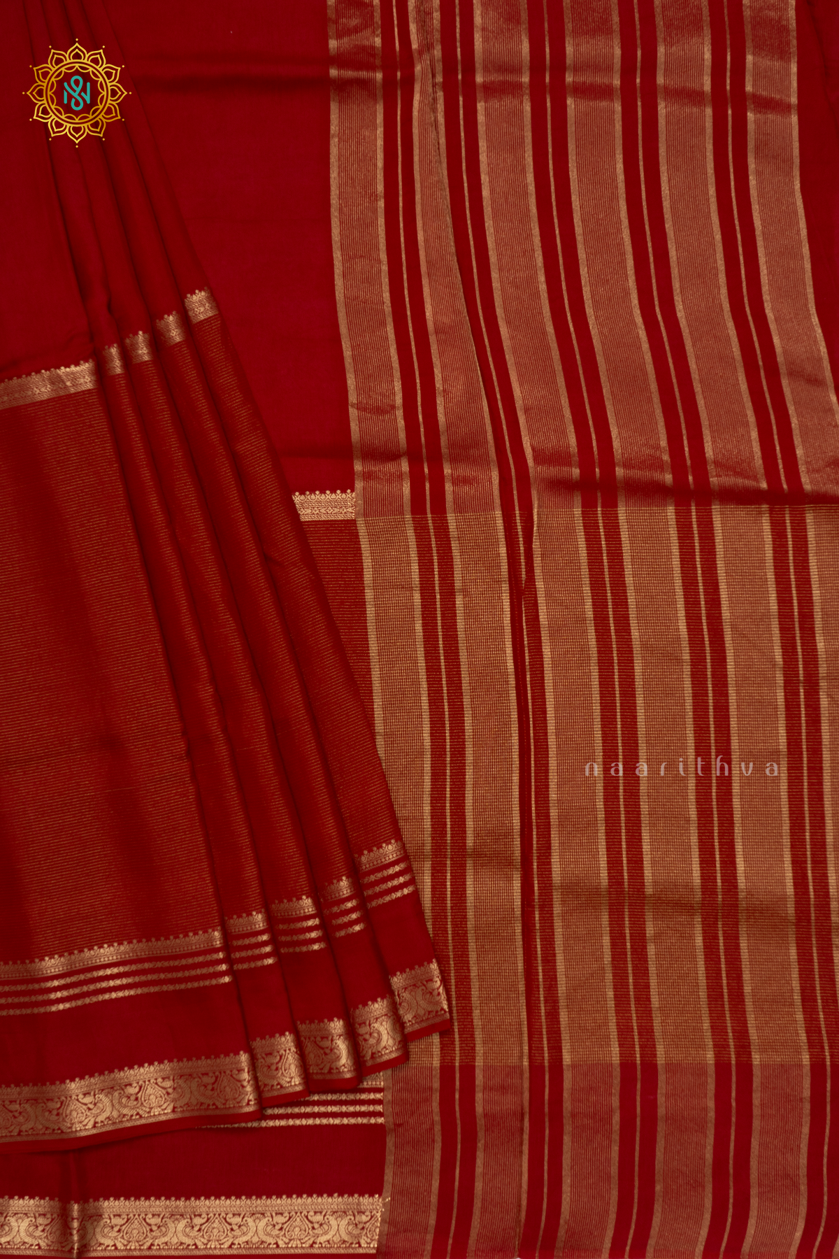 MAROON WITH YELLOW - SEMI CREPE SILK