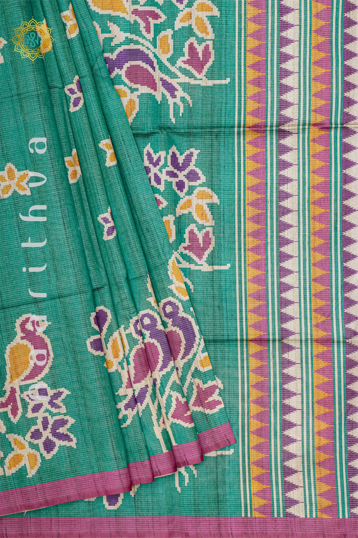 GREEN WITH PINK - SEMI TUSSAR