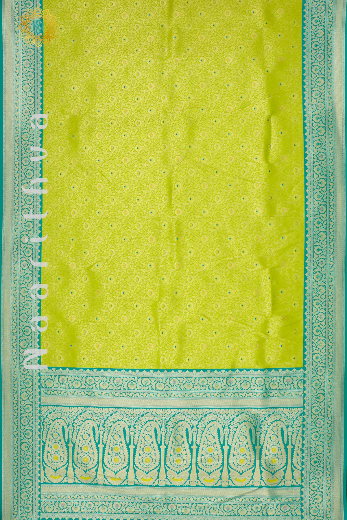 PARROT GREEN WITH CYAN GREEN - SEMI KANCHI