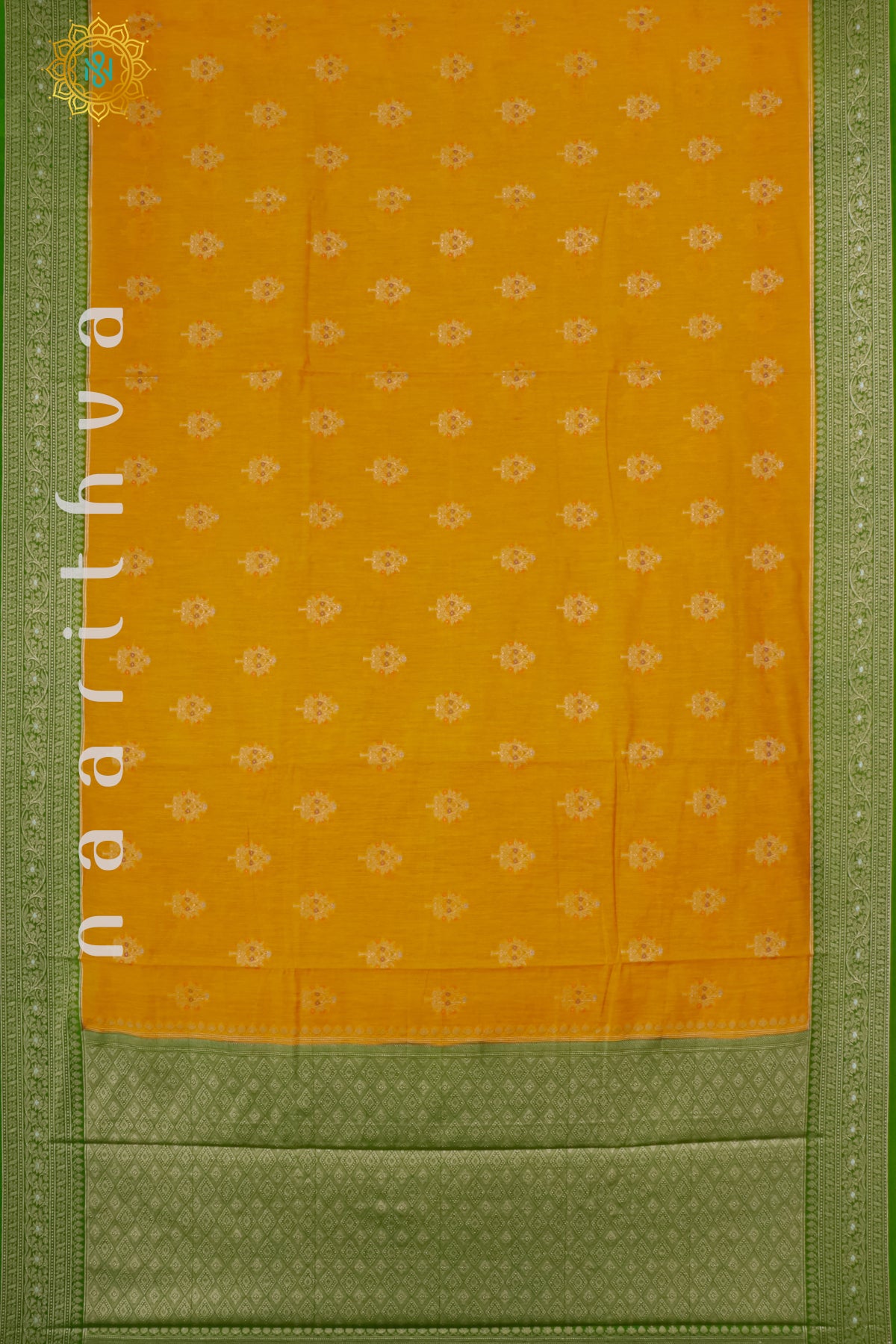 YELLOW WITH GREEN - JUTE COTTON