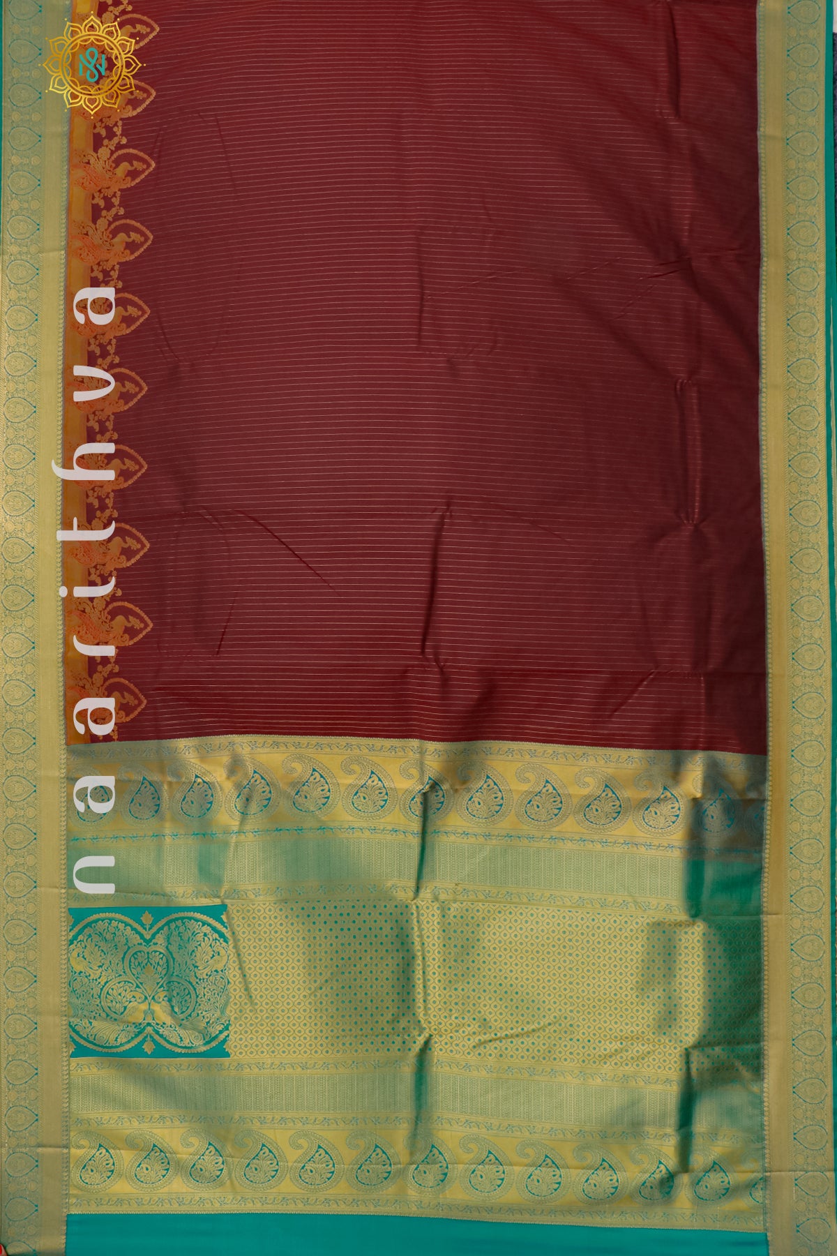 MAROON WITH CYAN GREEN - SEMI KANCHI