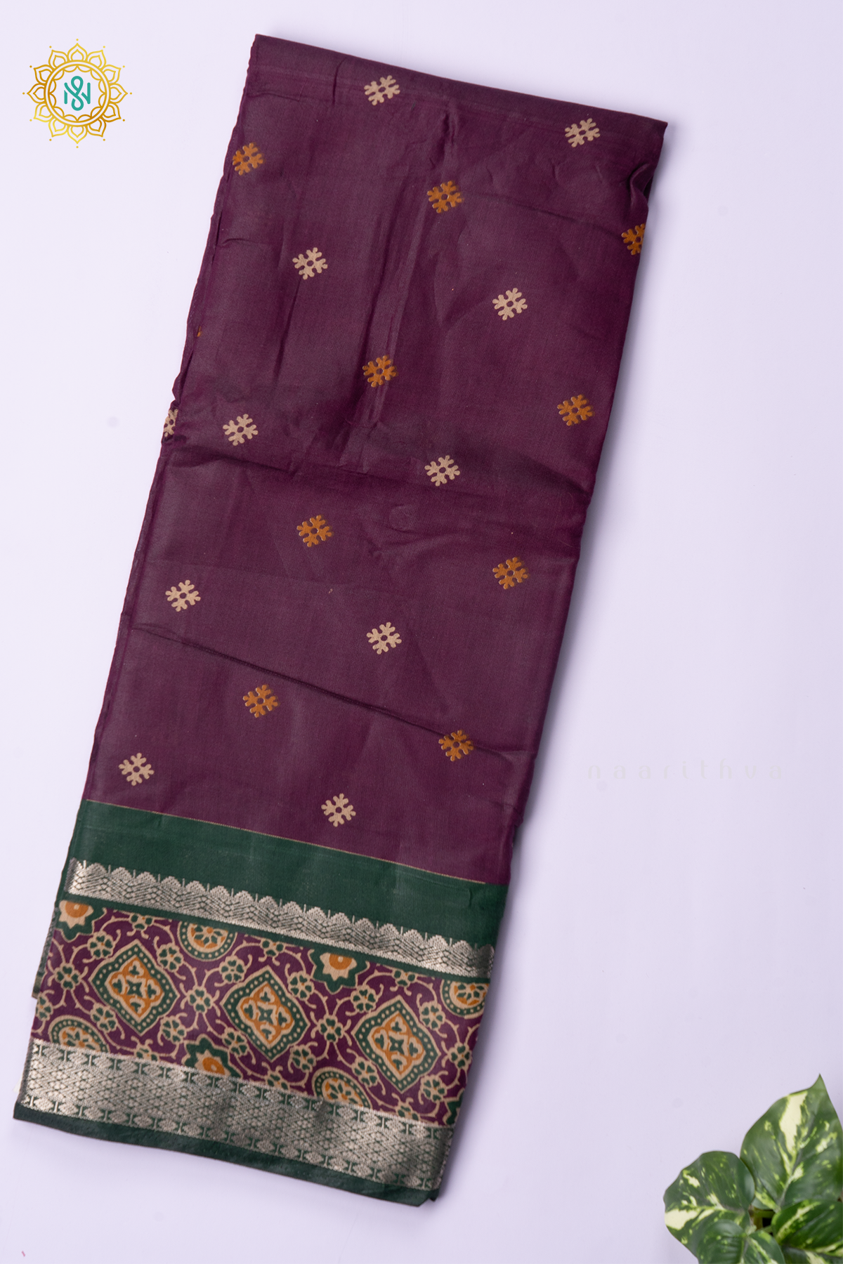 DEEP WINE WITH GREEN - SOFT COTTON