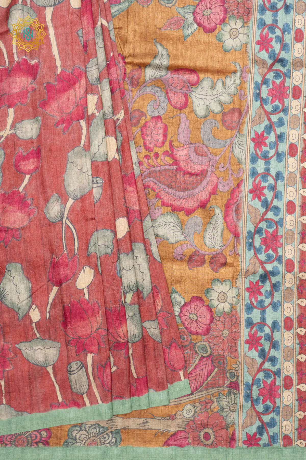 MAROON WITH PISTA GREEN - SEMI GICHA TUSSAR