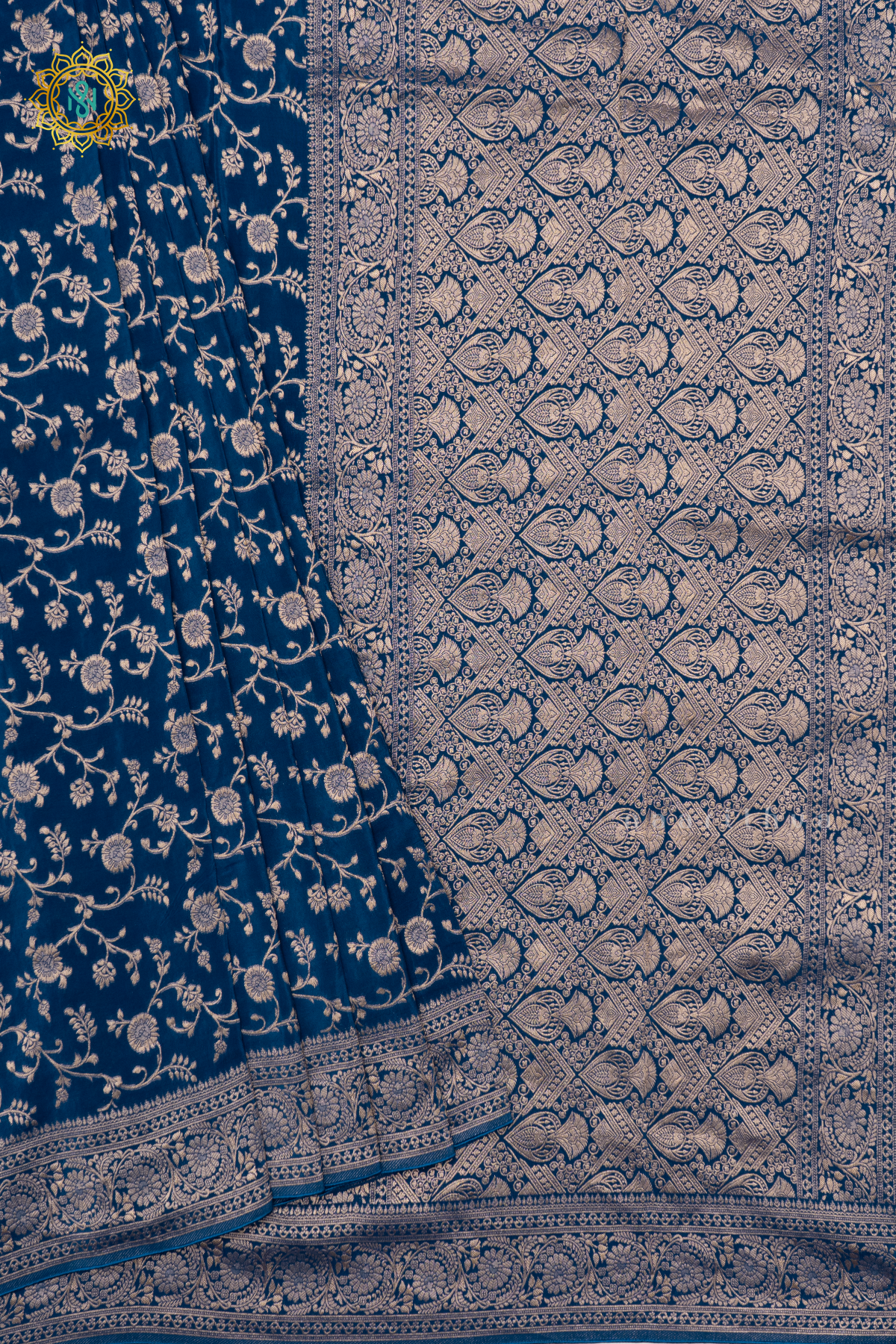 PEACOCK BLUE - SEMI BANARASI CREPE