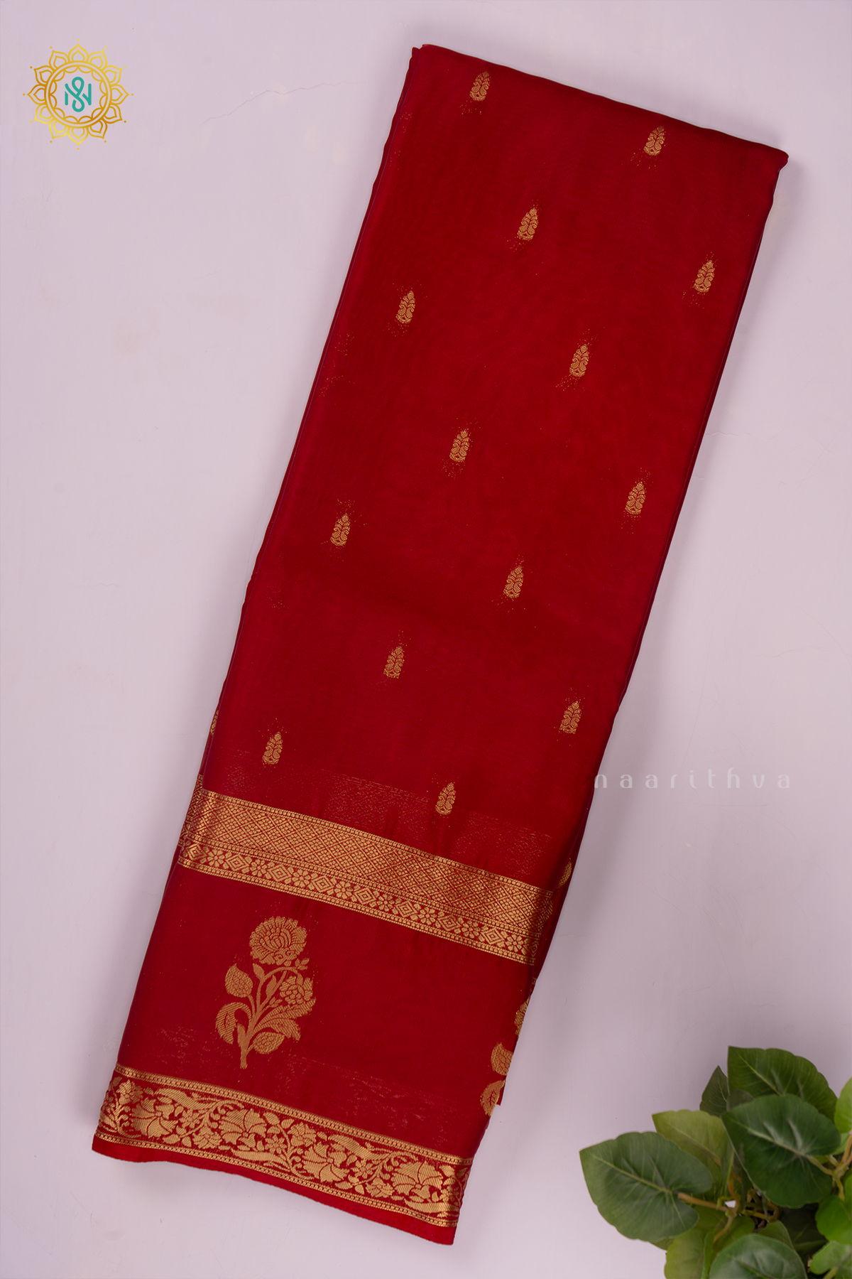 RED - SEMI MYSORE CREPE SILK
