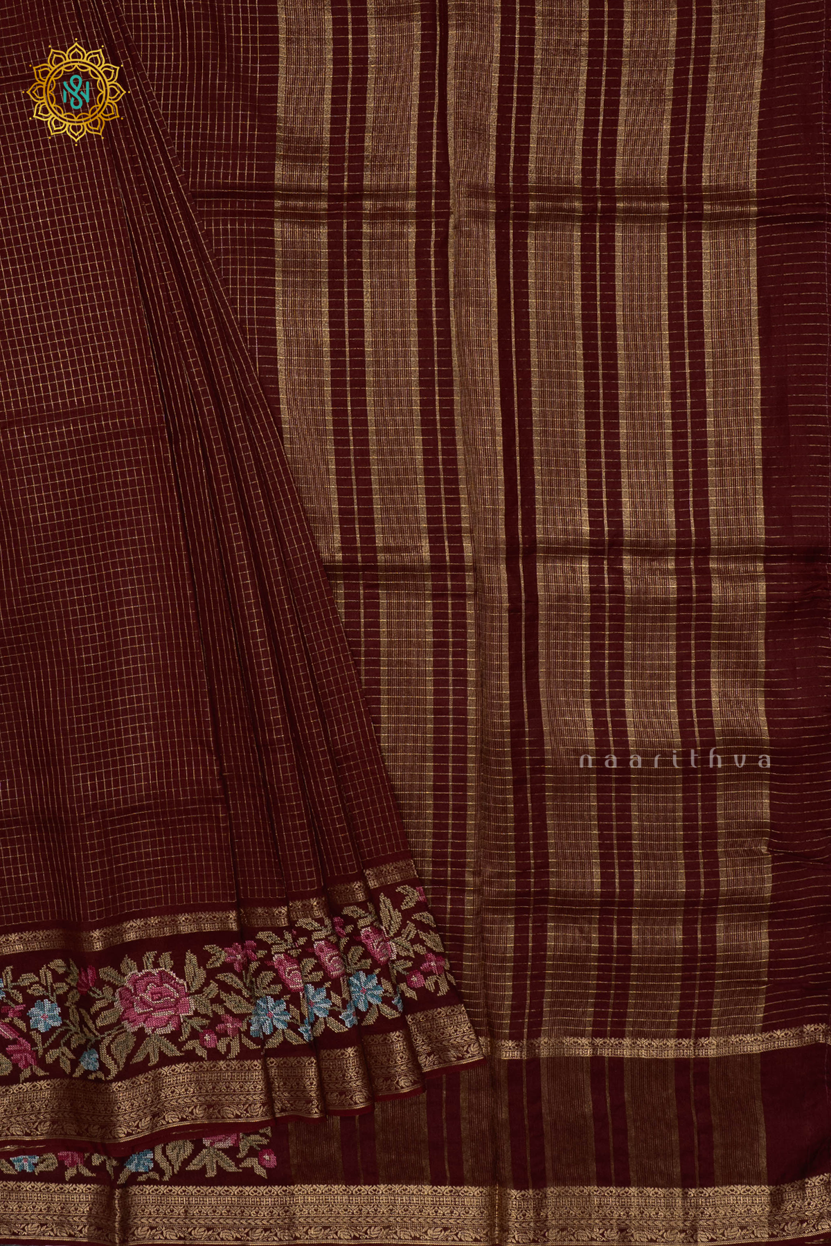 BROWN - SEMI CREPE SILK WITH EMBROIDERY