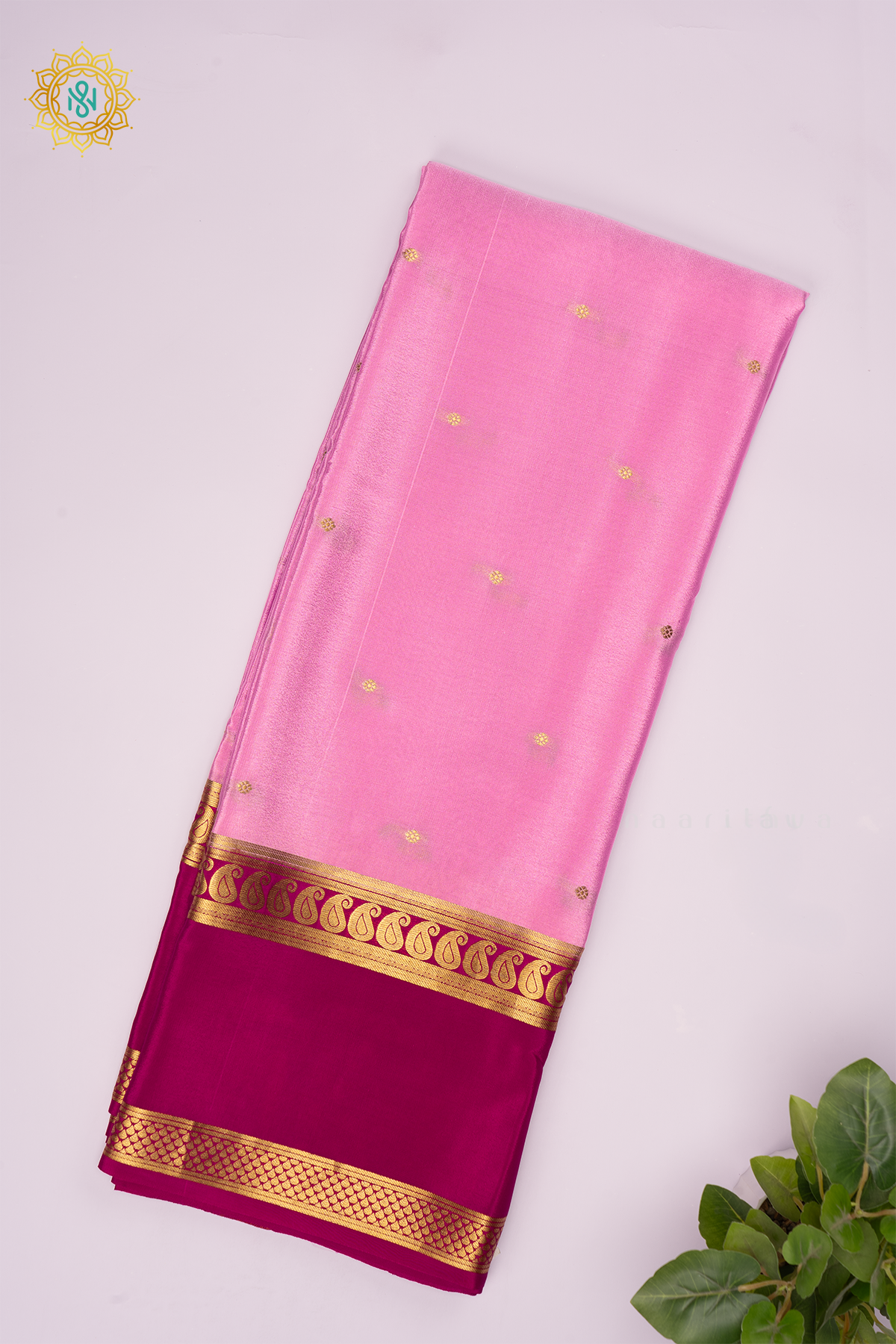 PINK WITH RANI PINK - PURE MYSORE CREPE SILK