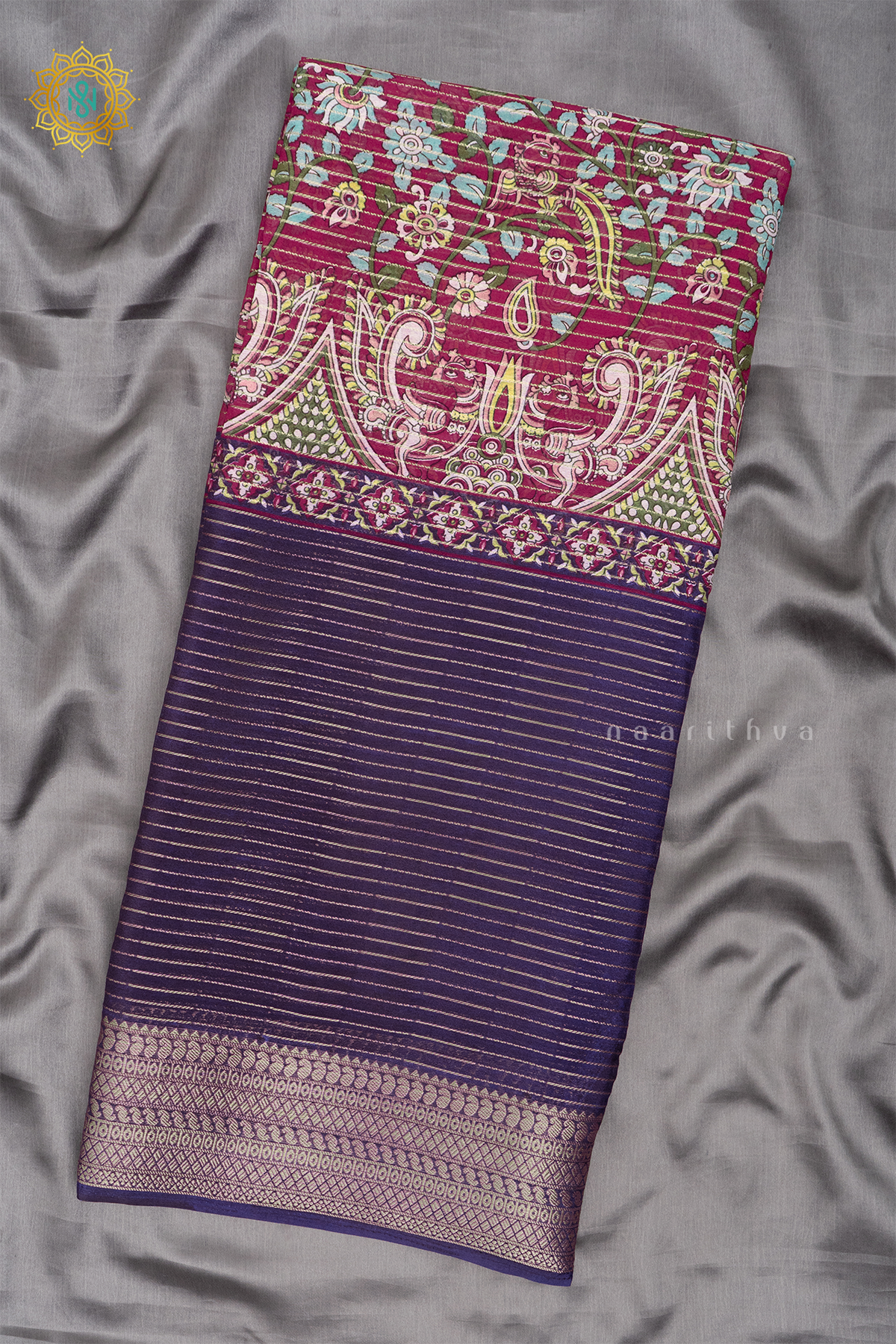 PURPLE WITH PINK - SEMI GEORGETTE