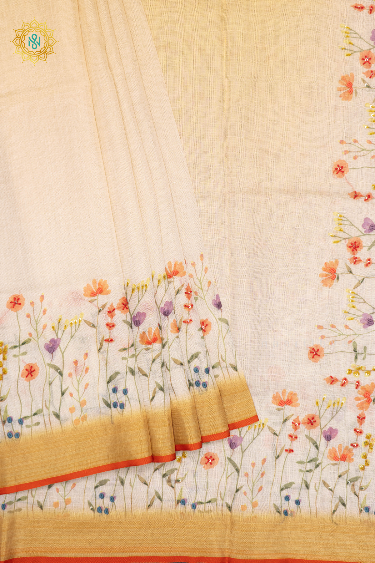 WHITE WITH YELLOW - LINEN TISSUE