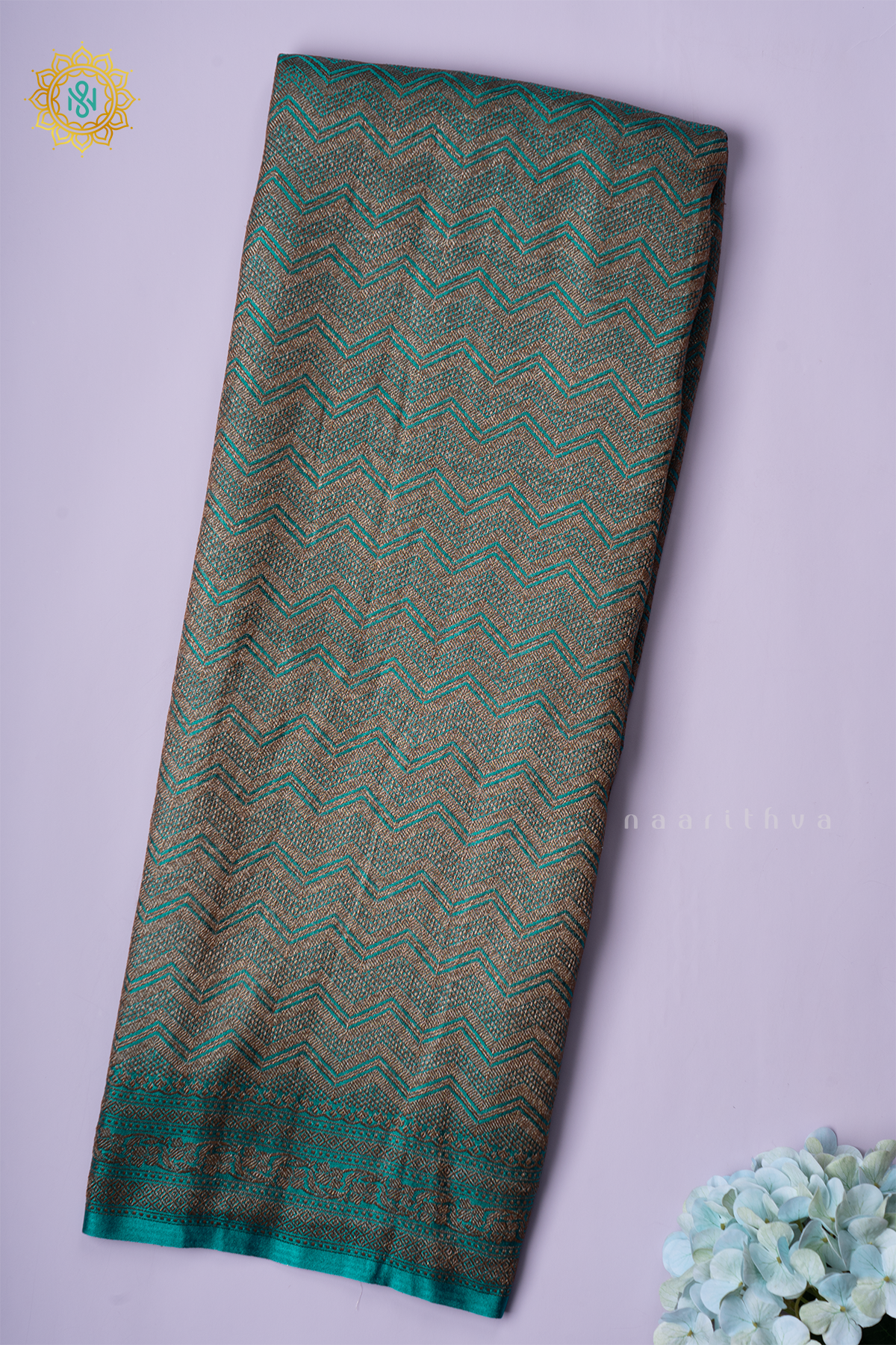 AQUA GREEN - SATIN  BANARASI