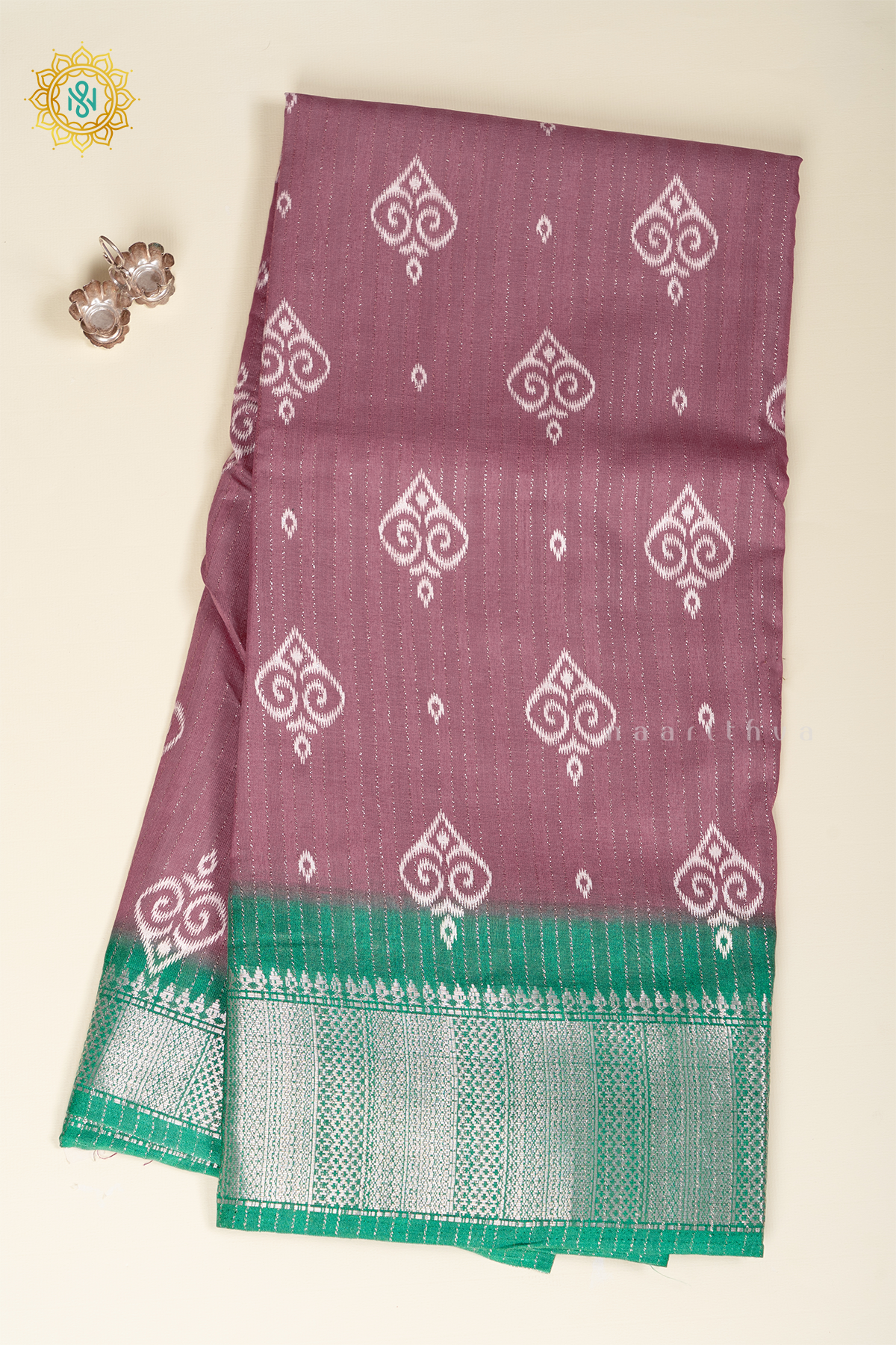 MAUVE WITH GREEN - DOLA SILK