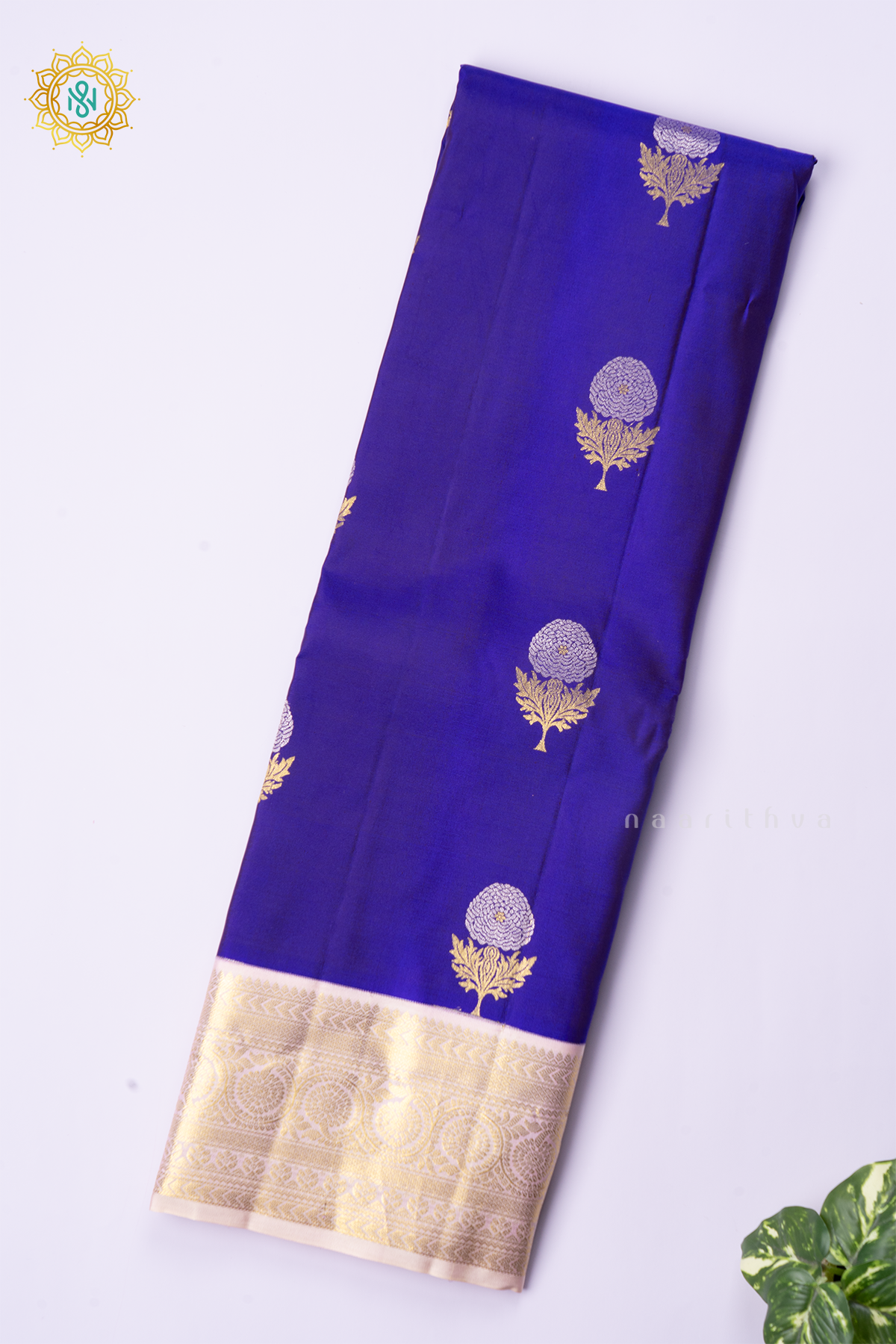 BLUE WITH WHITE - PURE KANJIVARAM SILK