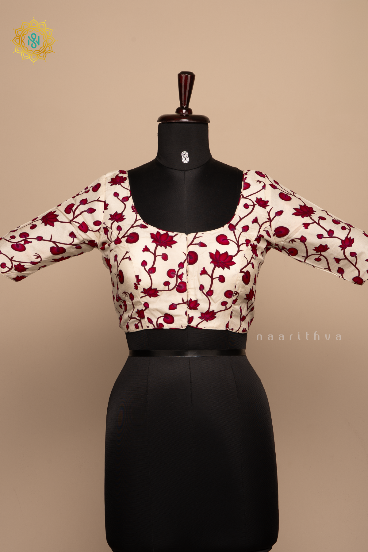 White - Dola Silk Readymade Blouse Allover Prints On the Body