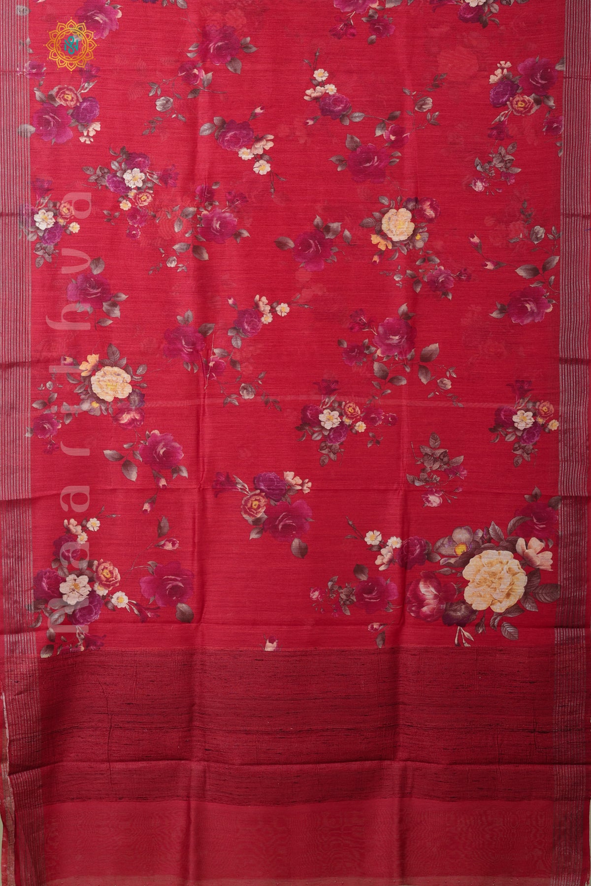 RED - PURE MOONGA TUSSAR WITH DIGITAL PRINTS