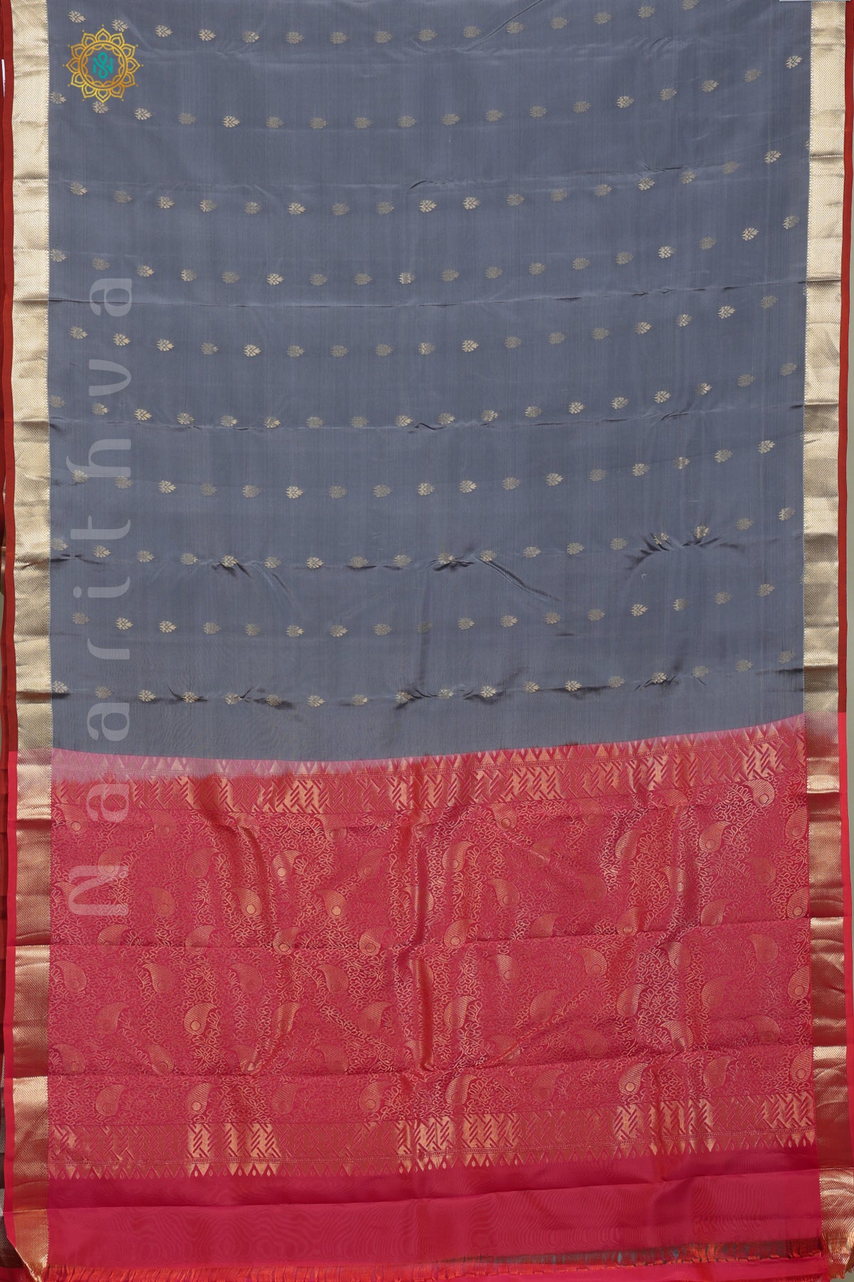 GREY WITH PINK - KANJIVARAM PURE MIX