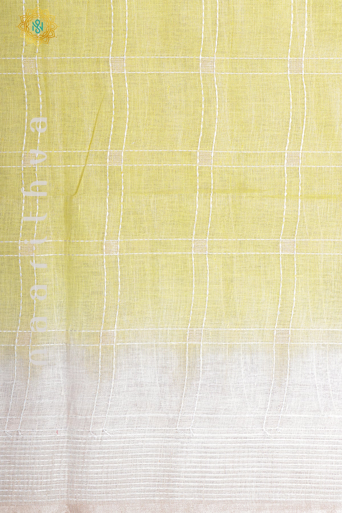 YELLOW WITH OFF WHITE - PURE LINEN