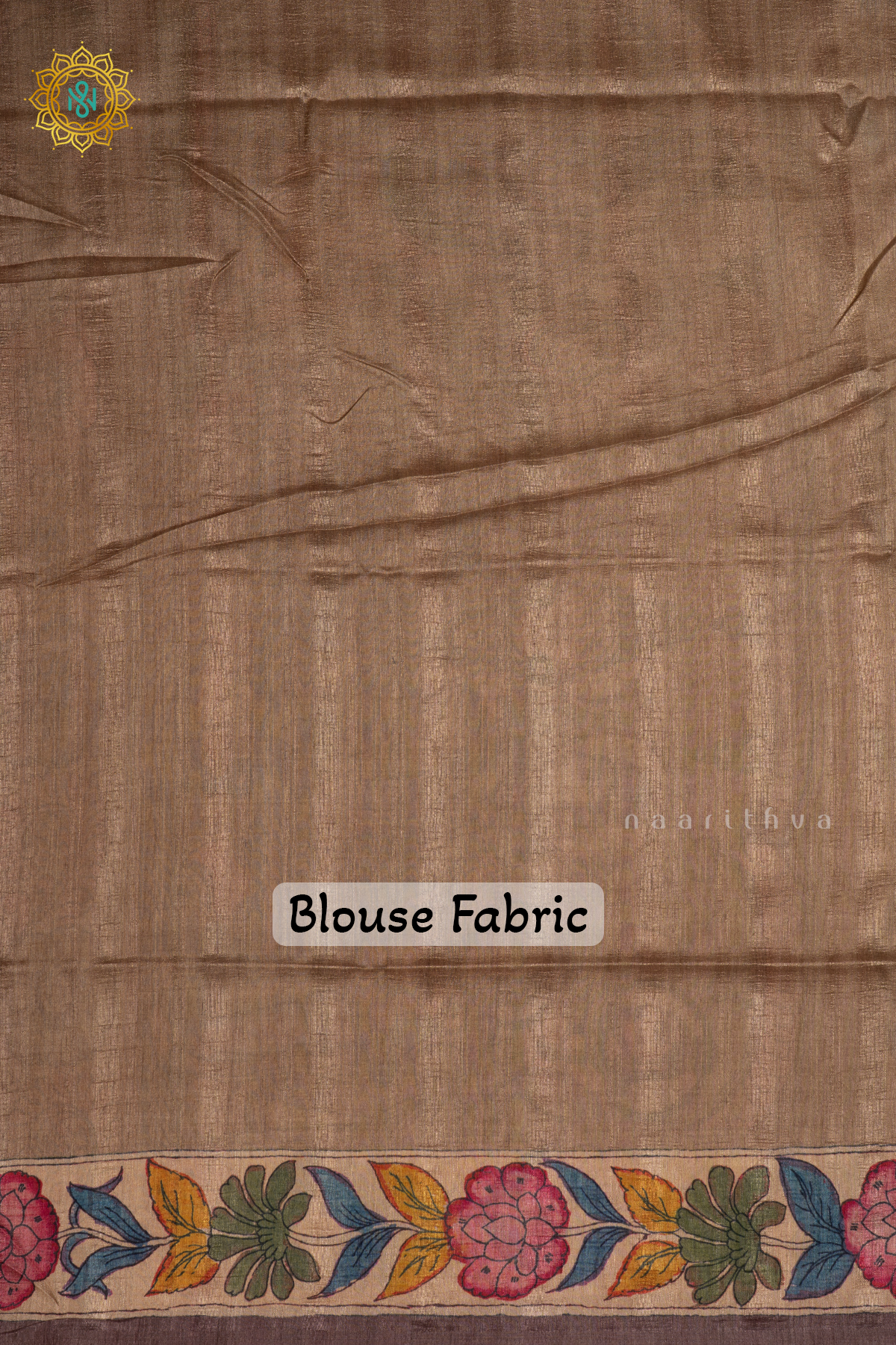 Light Brown With Beige - Semi Gicha Tussar Saree Allover Kalamkari Printed Body With Pallu And Blouse