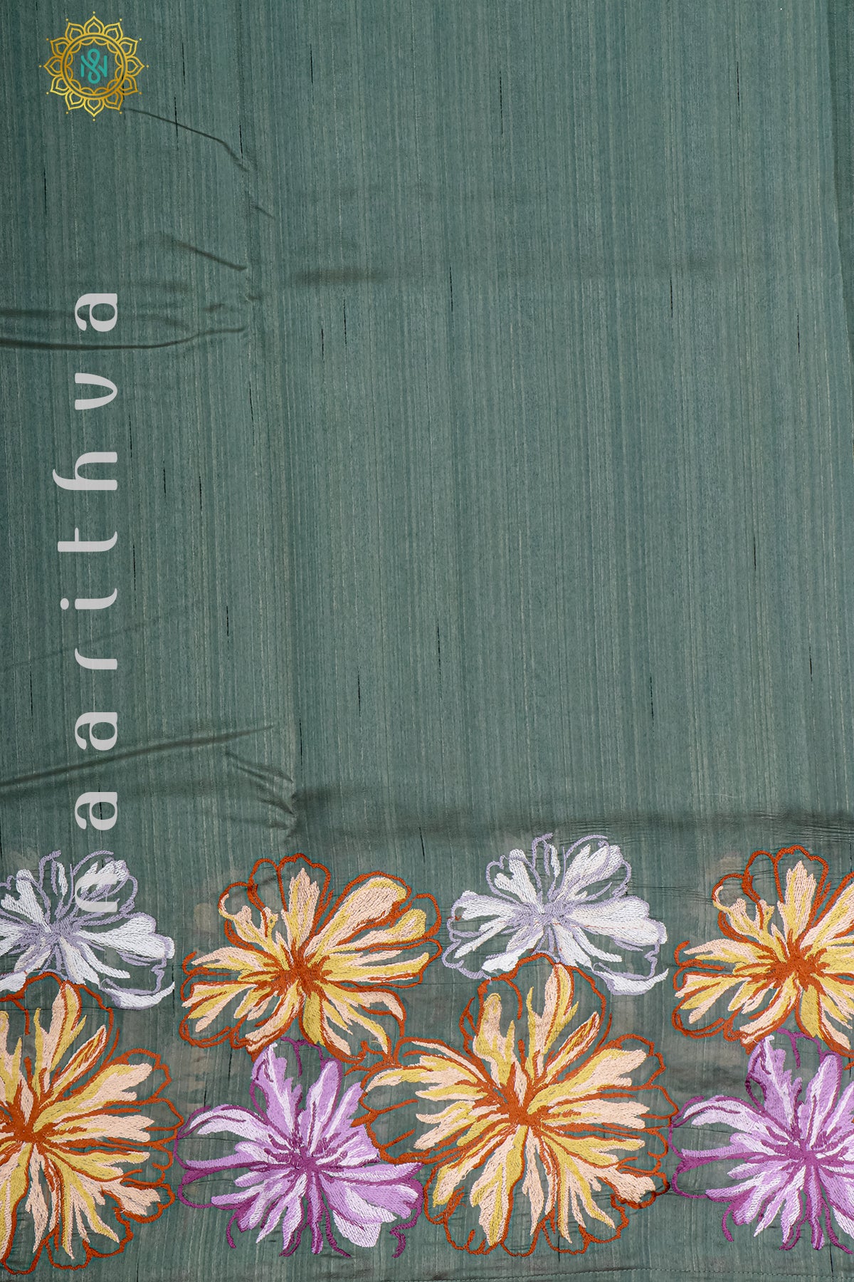 SAGE GREEN - SEMI TUSSAR SILK WITH EMBROIDERY