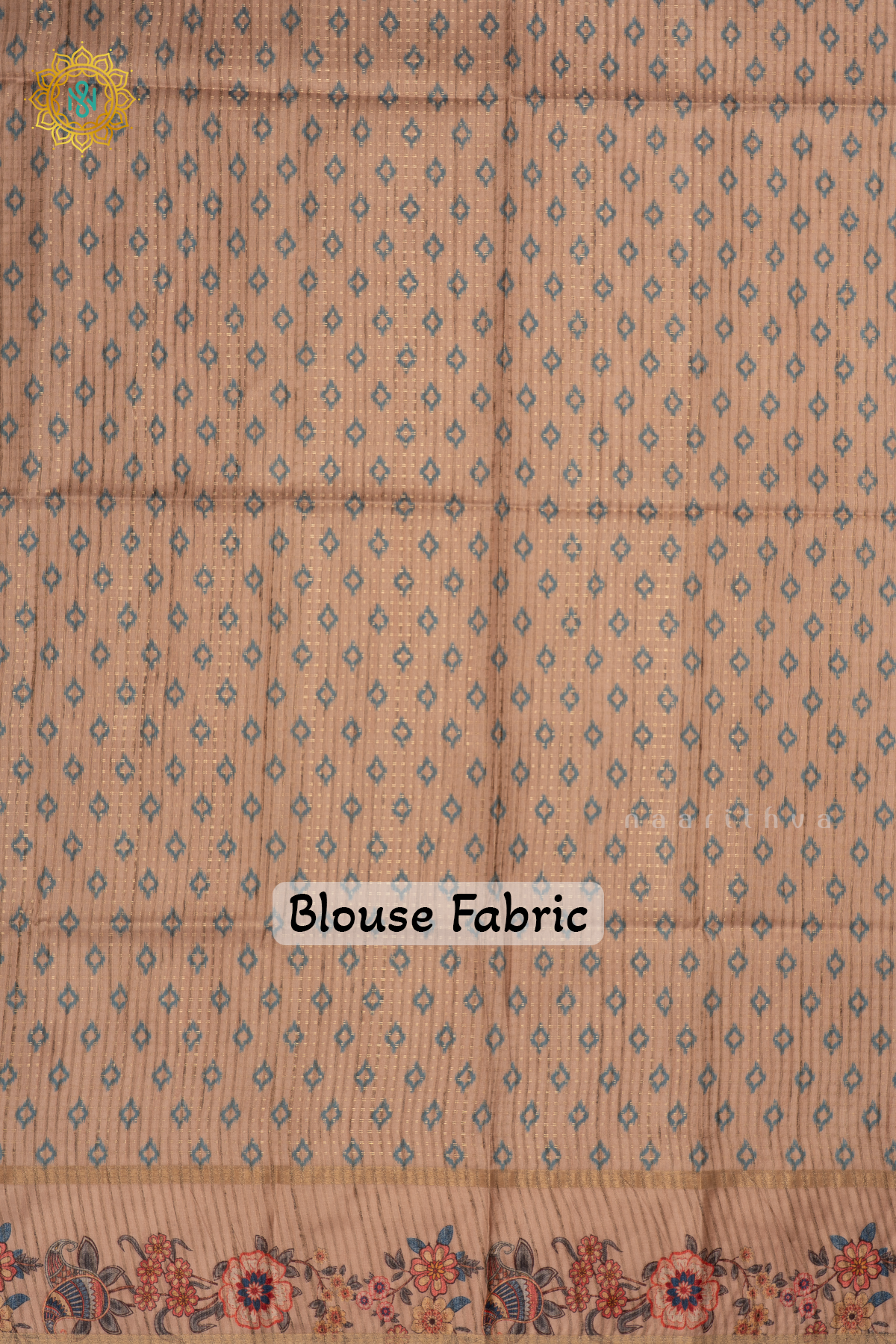 BLUE WITH BEIGE -  SEMI TUSSAR SILK