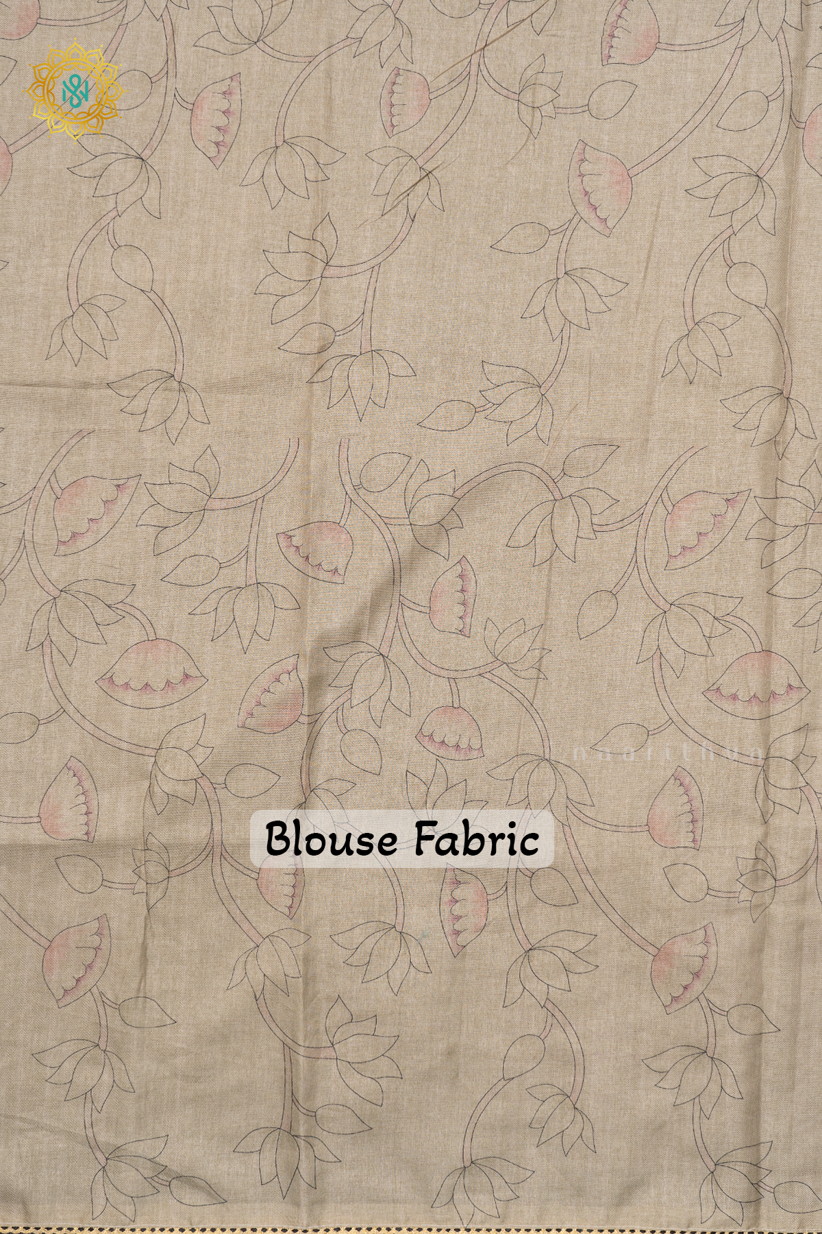 OFF WHITE PISTA GREEN - LINEN TISSUE WITH APPLIQUE WORK