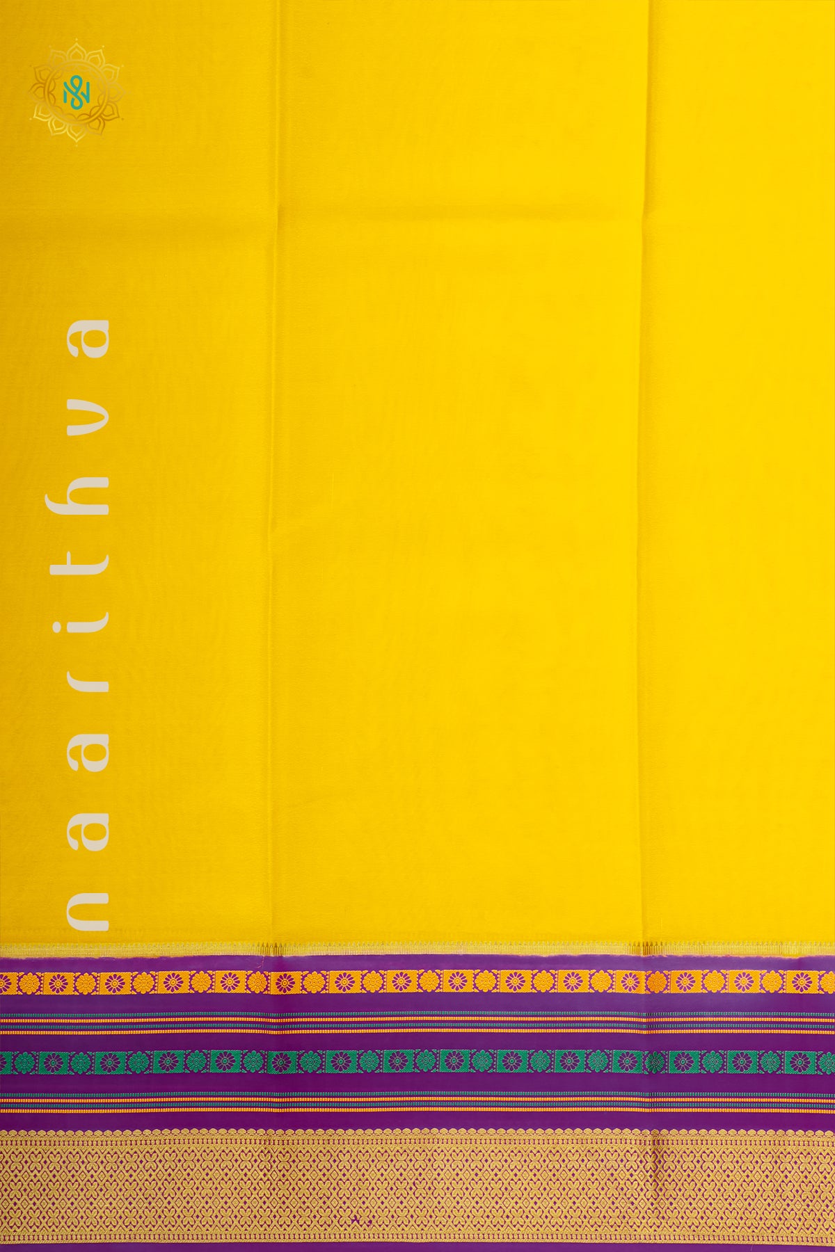 YELLOW WITH MAGENTA - PURE MYSORE CREPE SILK