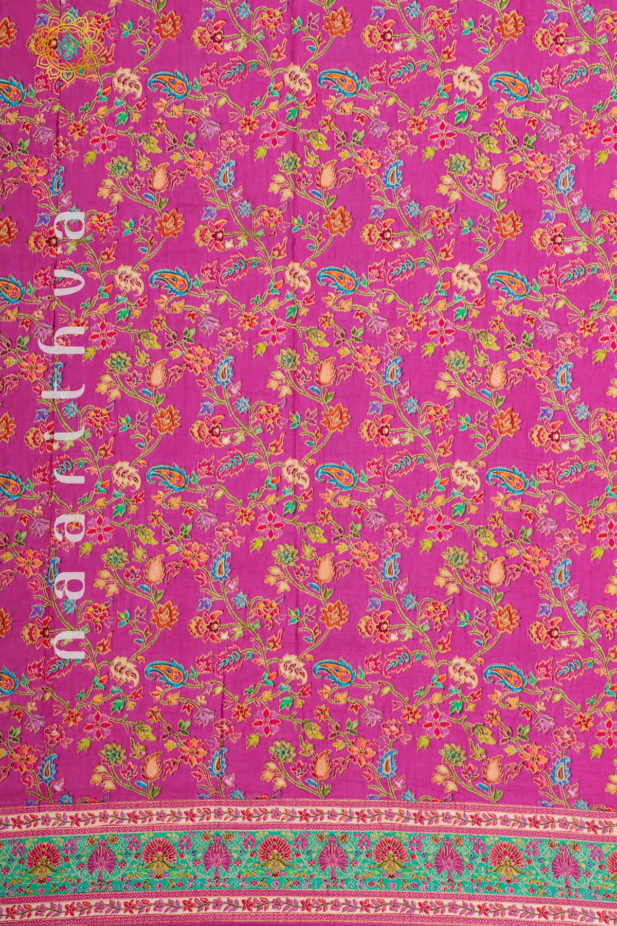 PINK WITH AQUA GREEN - DOLA SILK