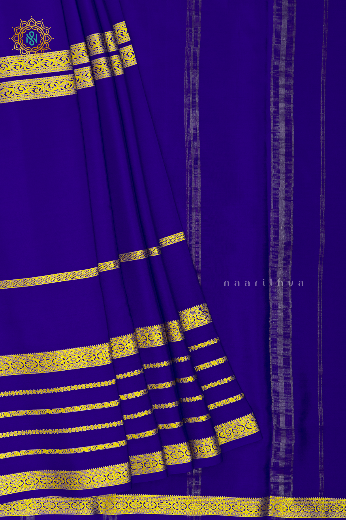 ROYAL BLUE - PURE MYSORE CREPE SILK