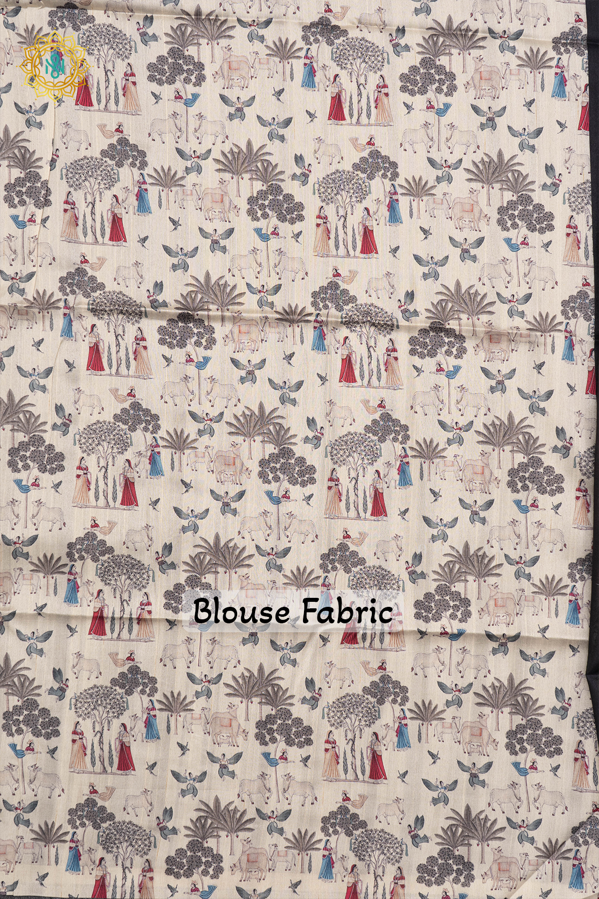 BLACK WITH WHITE - SEMI TUSSAR SILK