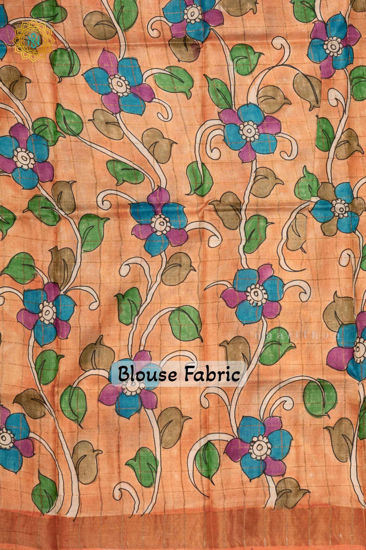 PISTA GREEN WITH PEACH - PURE TUSSAR SILK