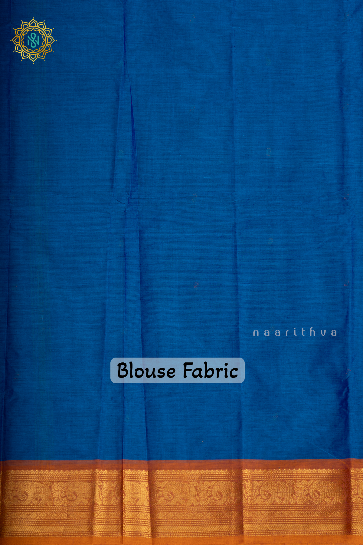 Blue With Mustard Chettinad Cotton Saree With Thread Woven Buttas & Contrast Border