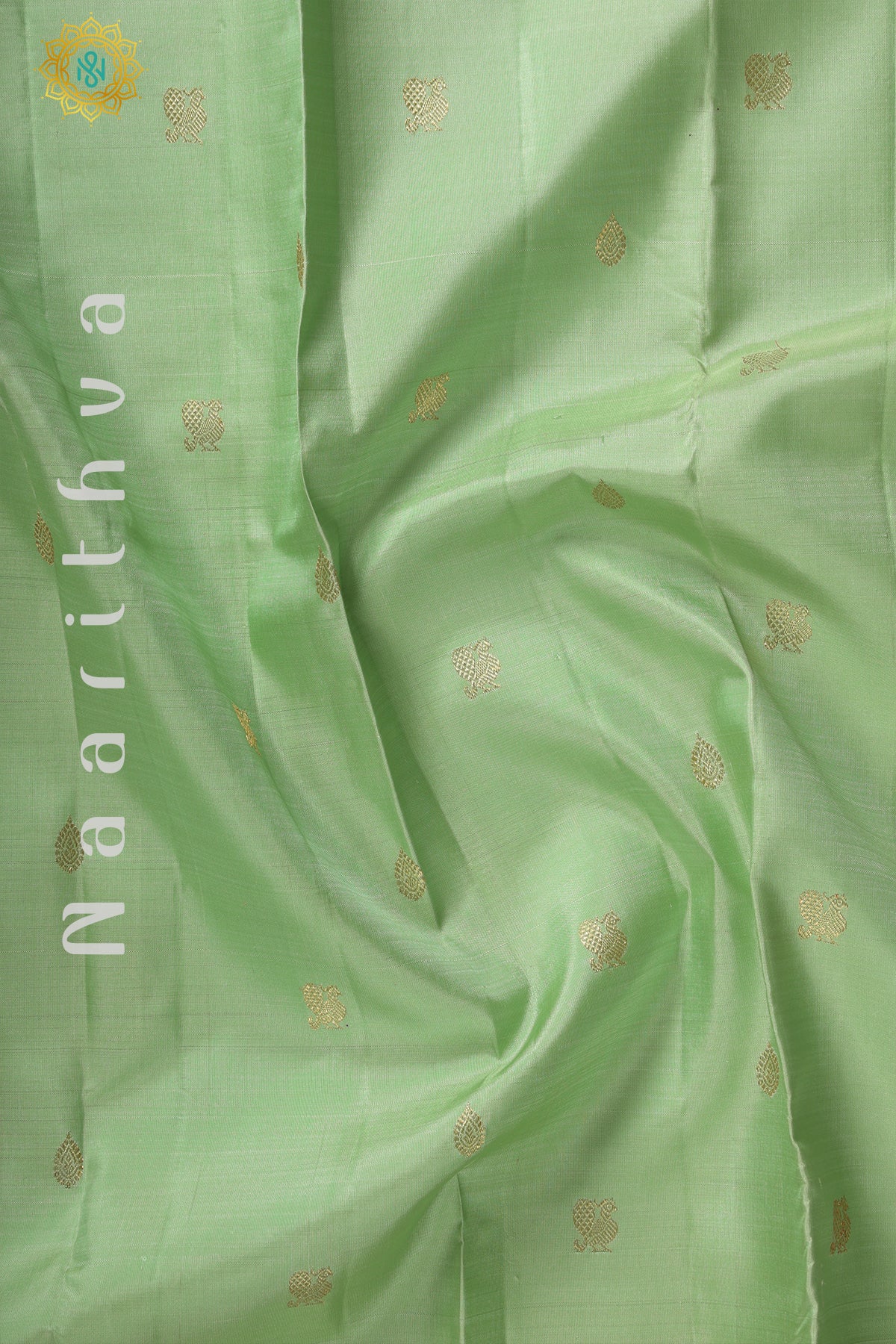 PISTA GREEN WITH PINK & BLUE - PURE KANJIVARAM SILK