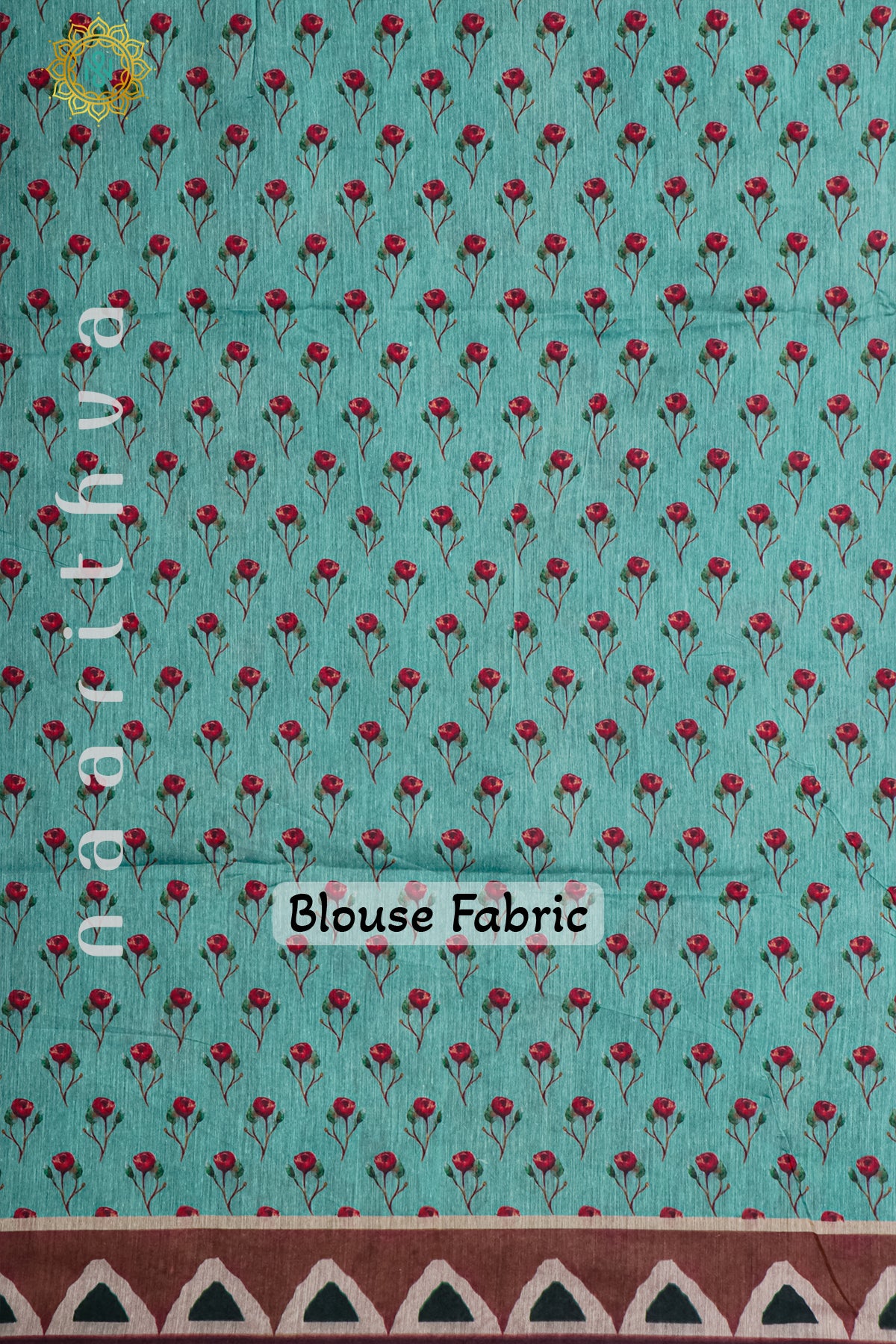 AQUA BLUE WITH MAROON - CHANDERI SILK COTTON