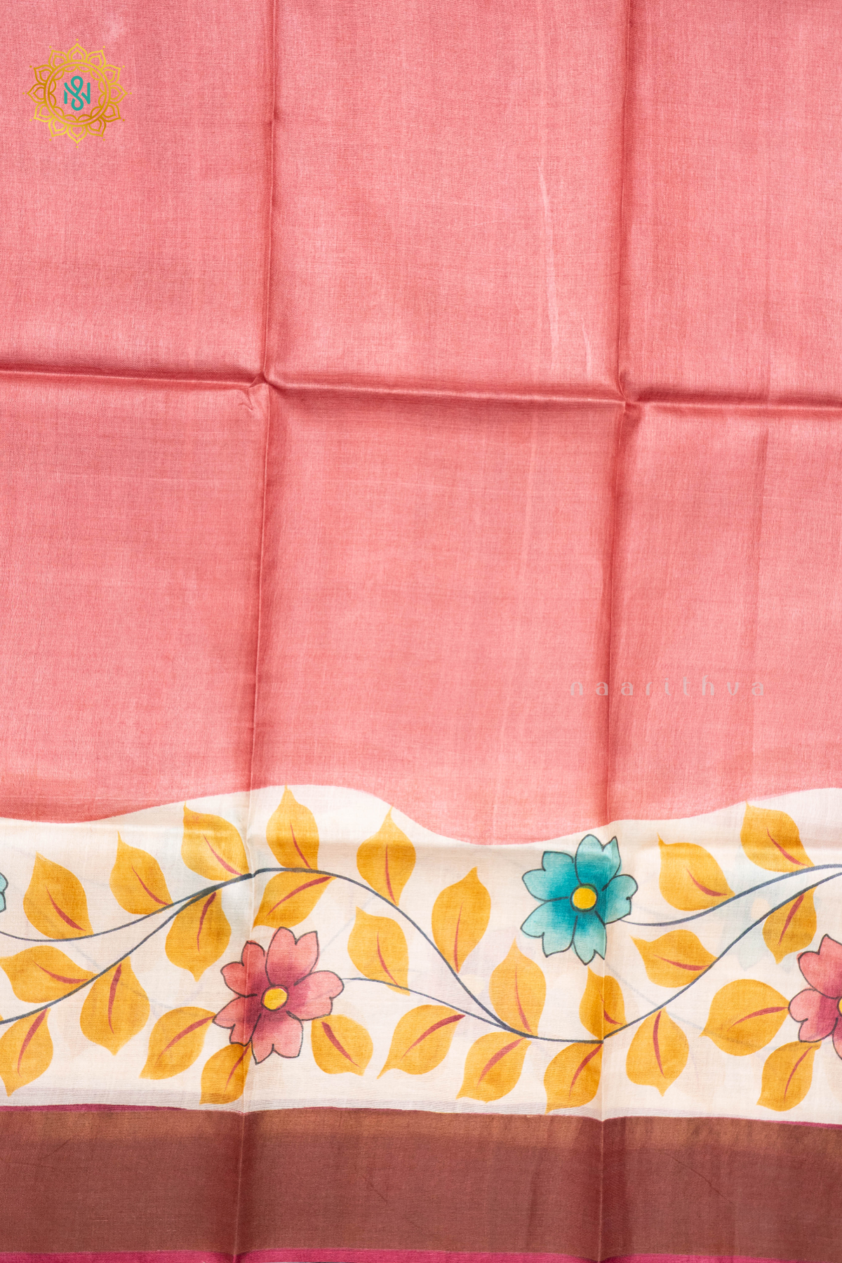 LIGHT PINK - PURE TUSSAR SILK WITH HAND PAINTED